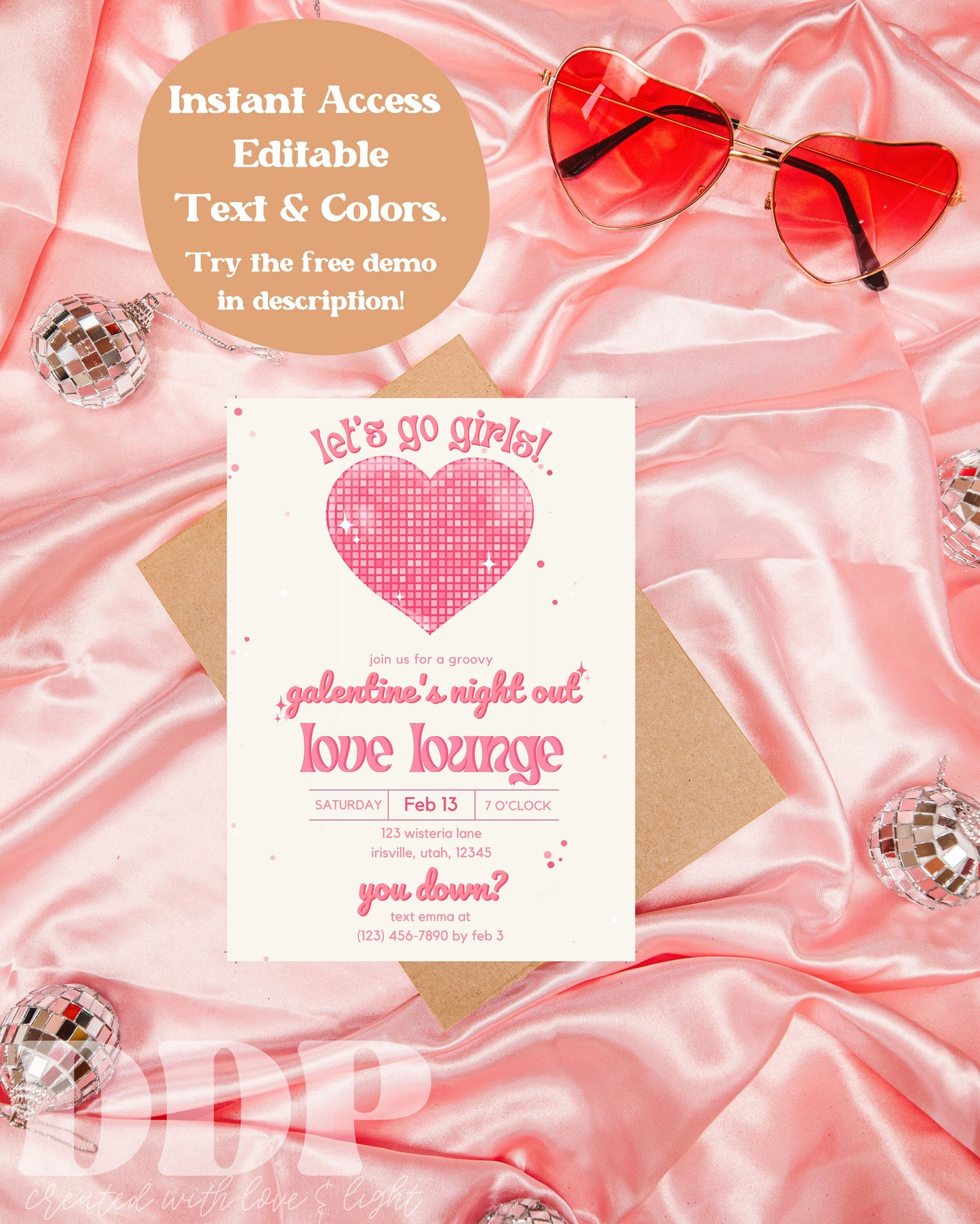 Galentine's Night Out Invitation | Galentine's Day Party Invite | Galentines Invitation | Valentine's Party Invite | Editable Template