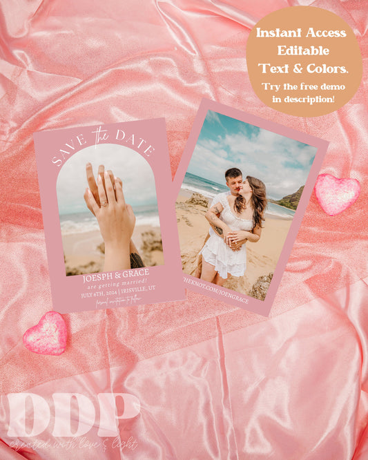 Modern Boho Save the Date Photo Template | Editable Save the Date | Photo Save the Date Template | Boho Beach Wedding Save the Date