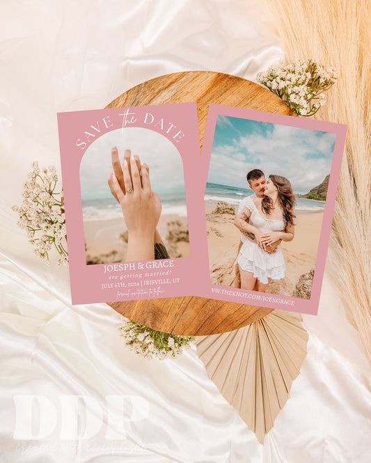 Modern Boho Save the Date Photo Template | Editable Save the Date | Photo Save the Date Template | Boho Beach Wedding Save the Date