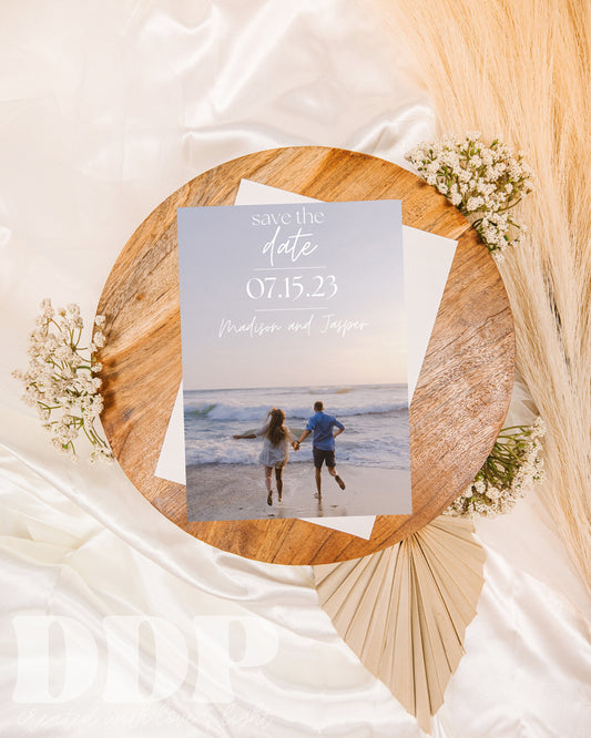 Photo Save the Date Template | Minimalist Save the Date Template | Boho Neutral Wedding Save the Date