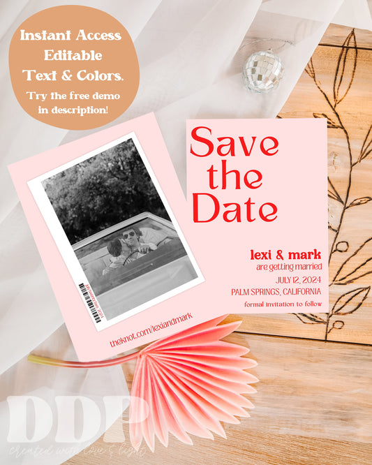 Vintage Valentine Save the Date Template | Retro Save the Date | Photo Save the Date Template | Printable Invitation