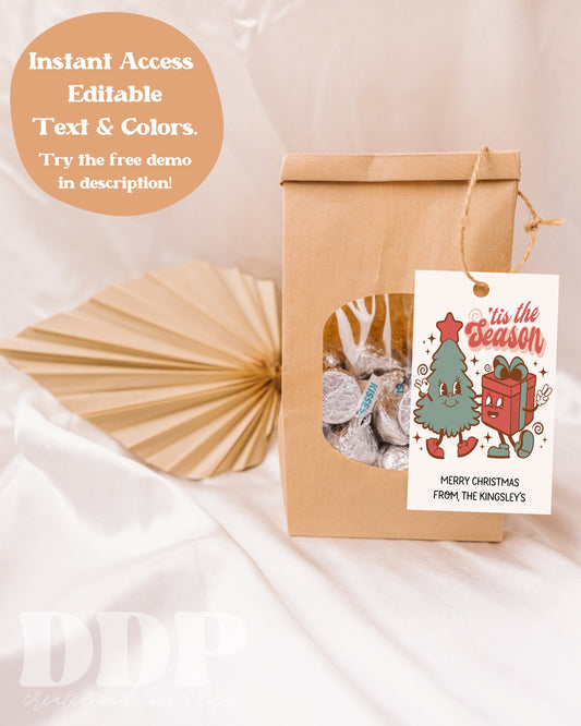 TIS THE SEASON Christmas Gift Tag | Tree and Gift Christmas Gift Label | Christmas Present Gift Tag