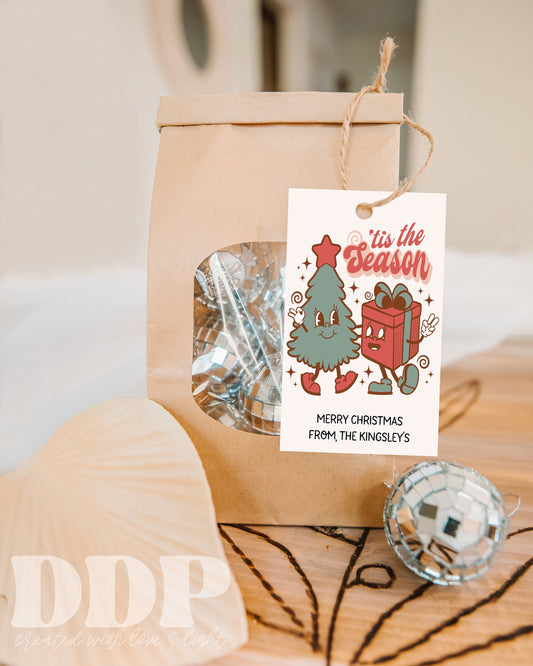 TIS THE SEASON Christmas Gift Tag | Tree and Gift Christmas Gift Label | Christmas Present Gift Tag