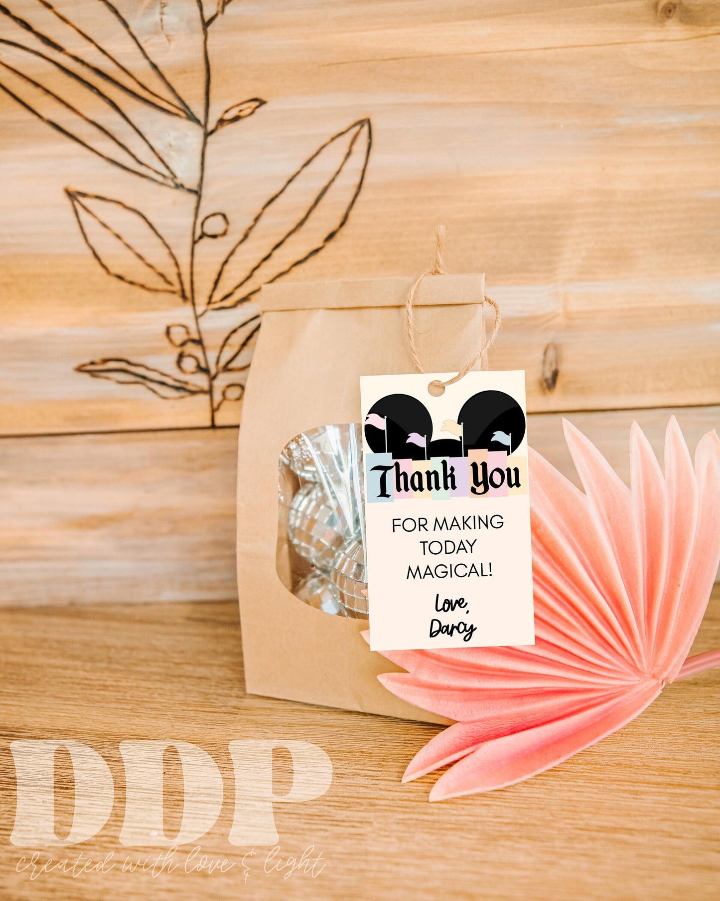 Disneyland Inspired Birthday Favor Tag | Vintage Disneyland Birthday Party Thank You Tag | Disney Park Birthday | Editable Template | A04