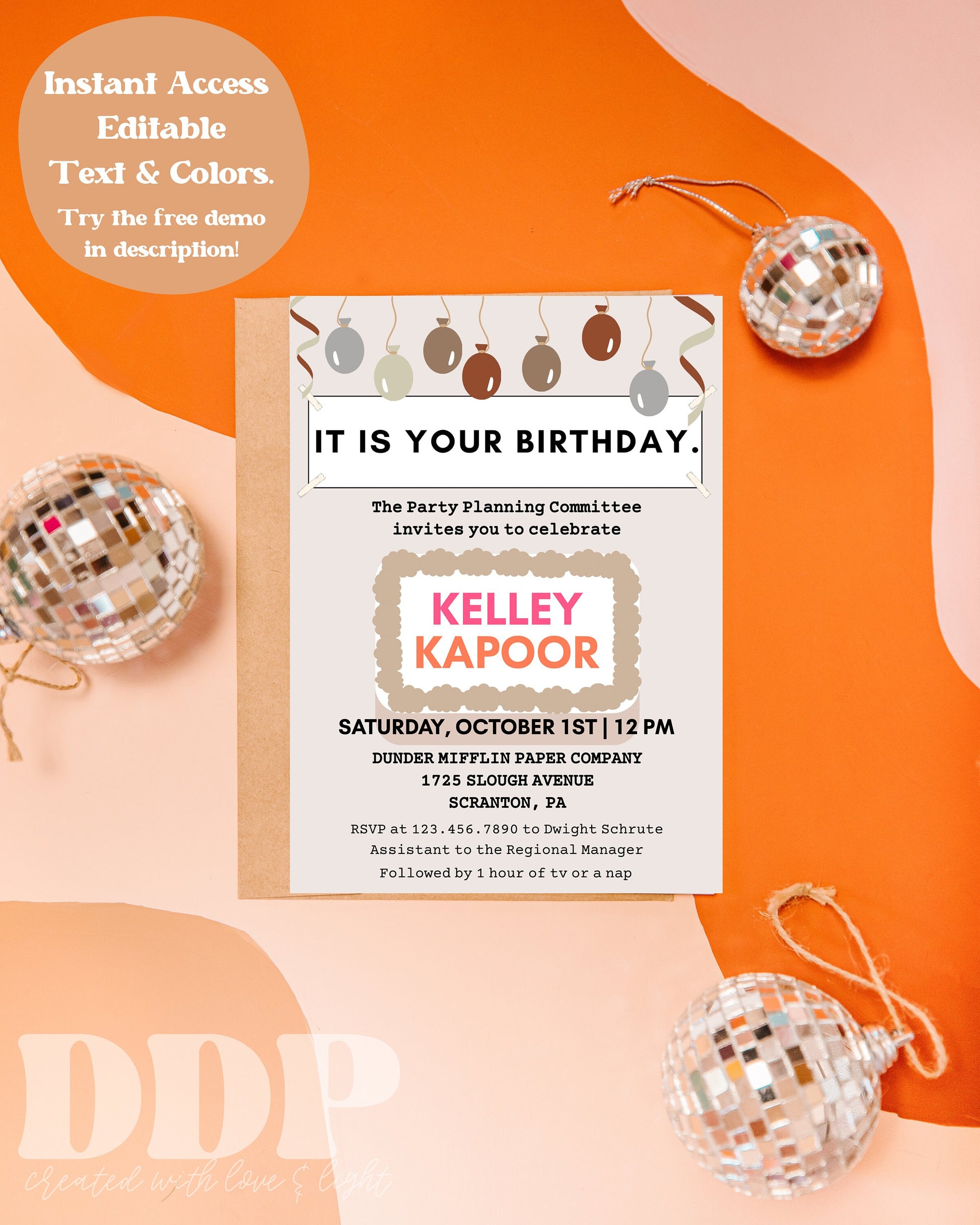 The Office It Is Your Birthday Invite | The Office-Themed Birthday Party Invite | Early 2000s Birthday Party | Editable Template