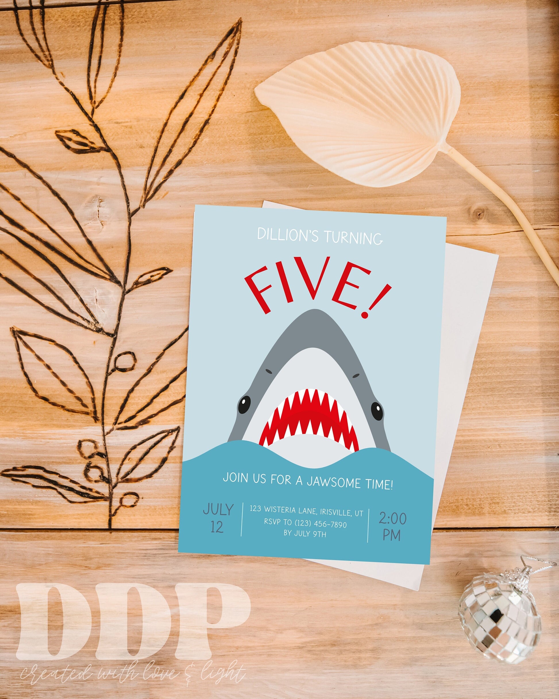 ANY AGE Jawsome Shark Birthday Invite | Shark Birthday Invitation | Jaws Shark Birthday Party Invite | Instant Download | A06