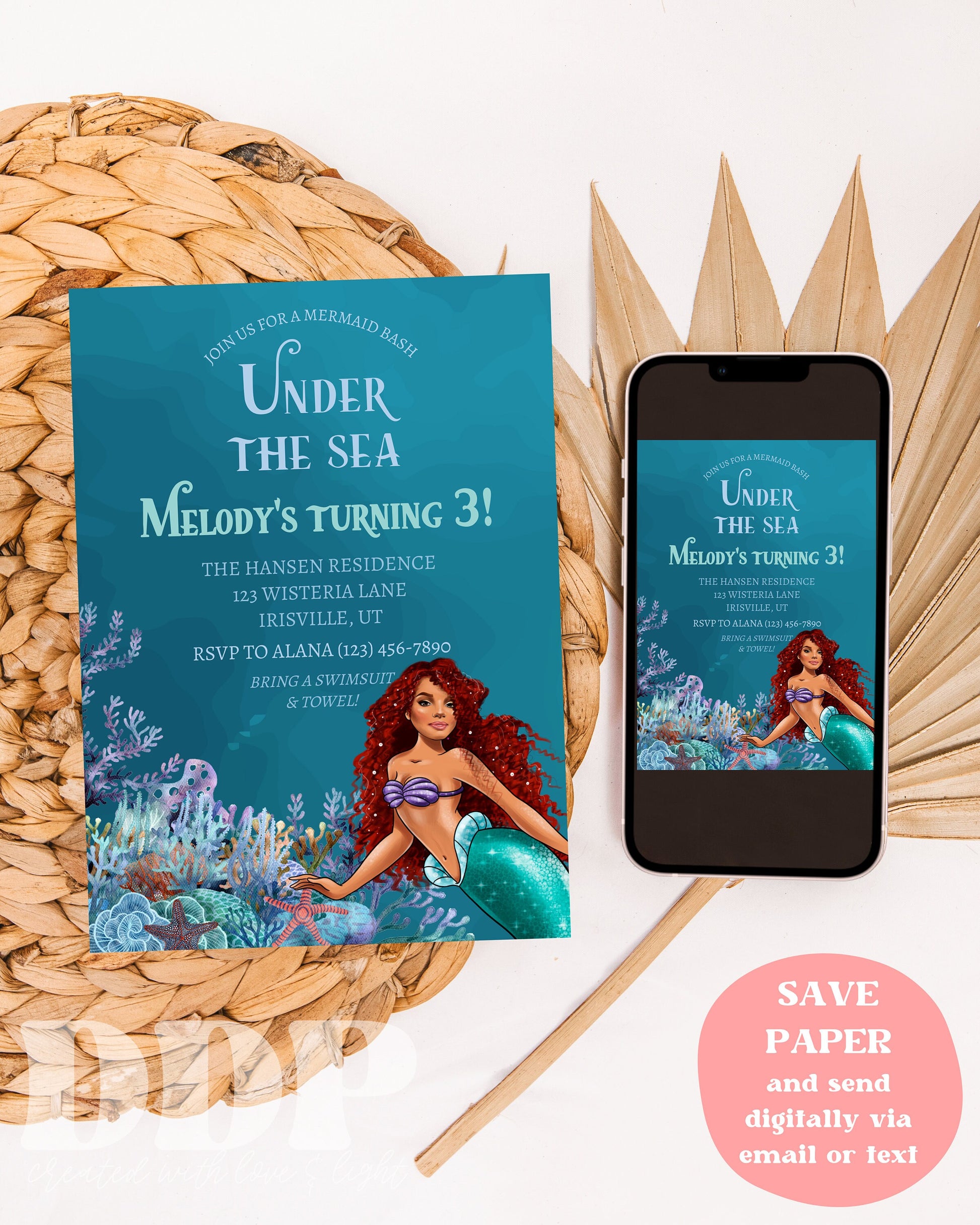 Editable The Little Mermaid Birthday Party Invitation | Ariel Birthday Party Invite | New Little Mermaid 2023 Birthday Invite