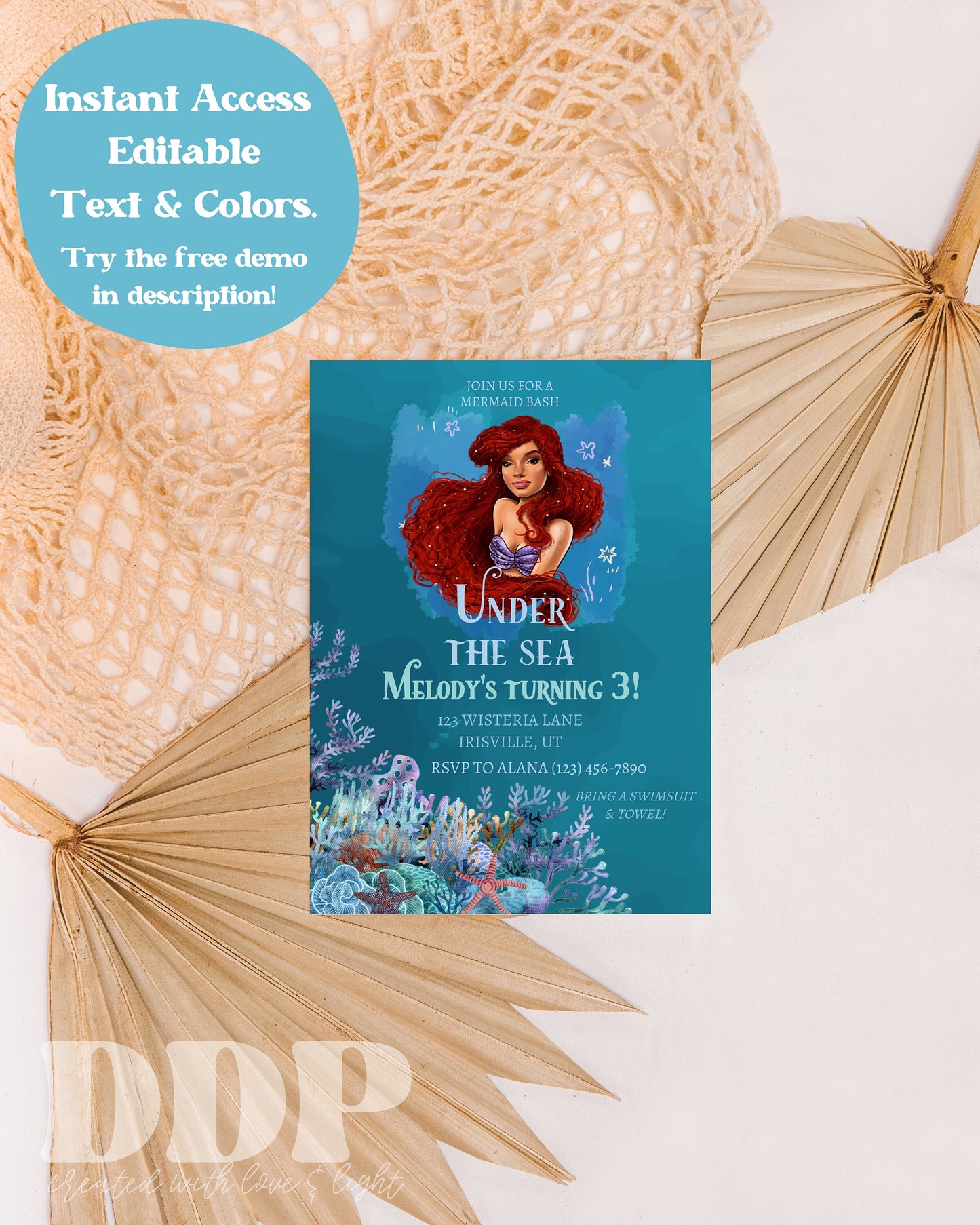 ANY AGE New Little Mermaid Birthday Invite | 2023 Little Mermaid Birthday Invitation | Kids Birthday Party Invite | Instant Download