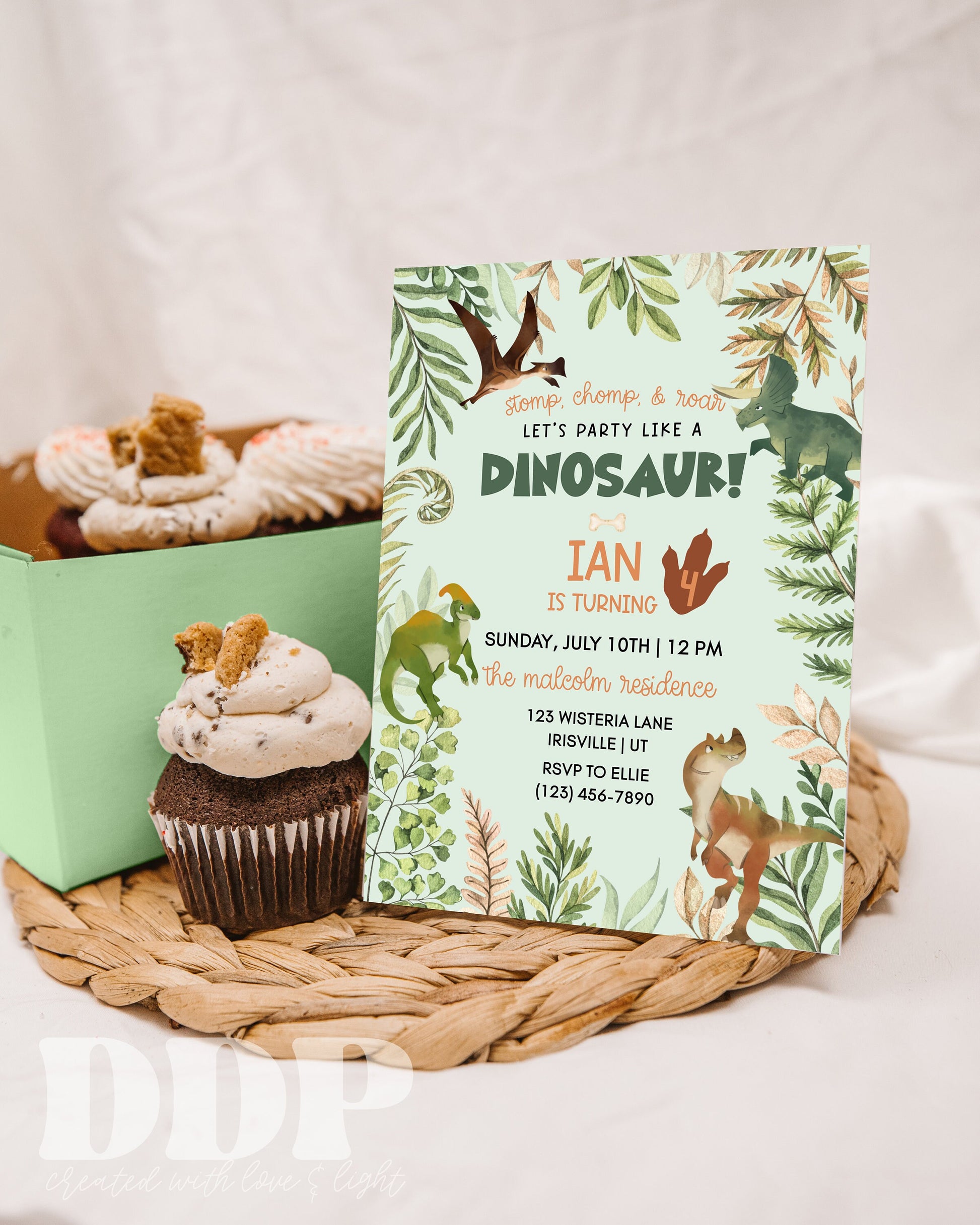 ANY AGE Dinosaur Birthday Invite | Stomp Chomp Roar Birthday Invitation | Dinosaur Birthday Party Invite | Instant Download