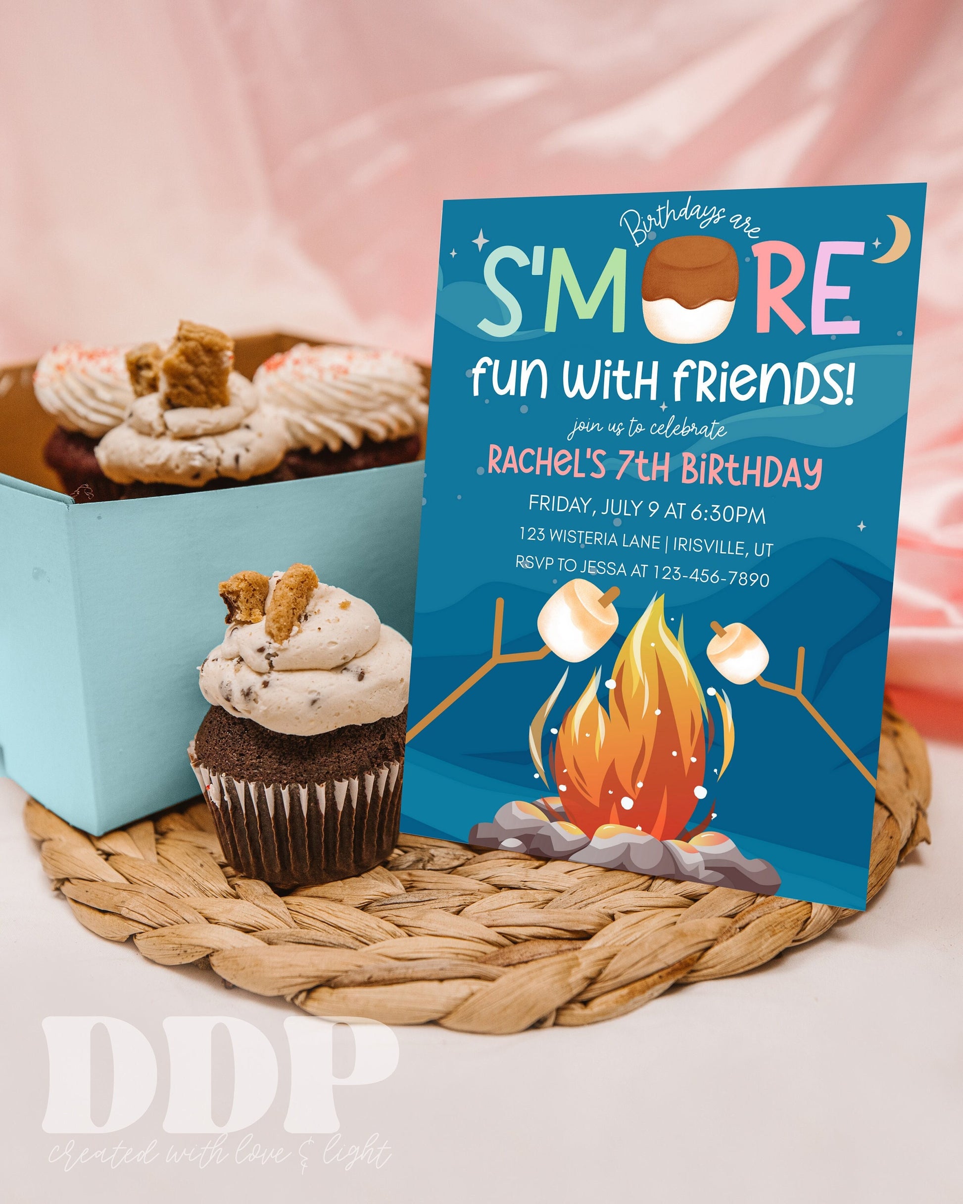 ANY AGE S'mores Birthday Invitation Template for Bonfire Party | Bonfire S'more Birthday Invite Template | Backyard Camping Birthday Invite