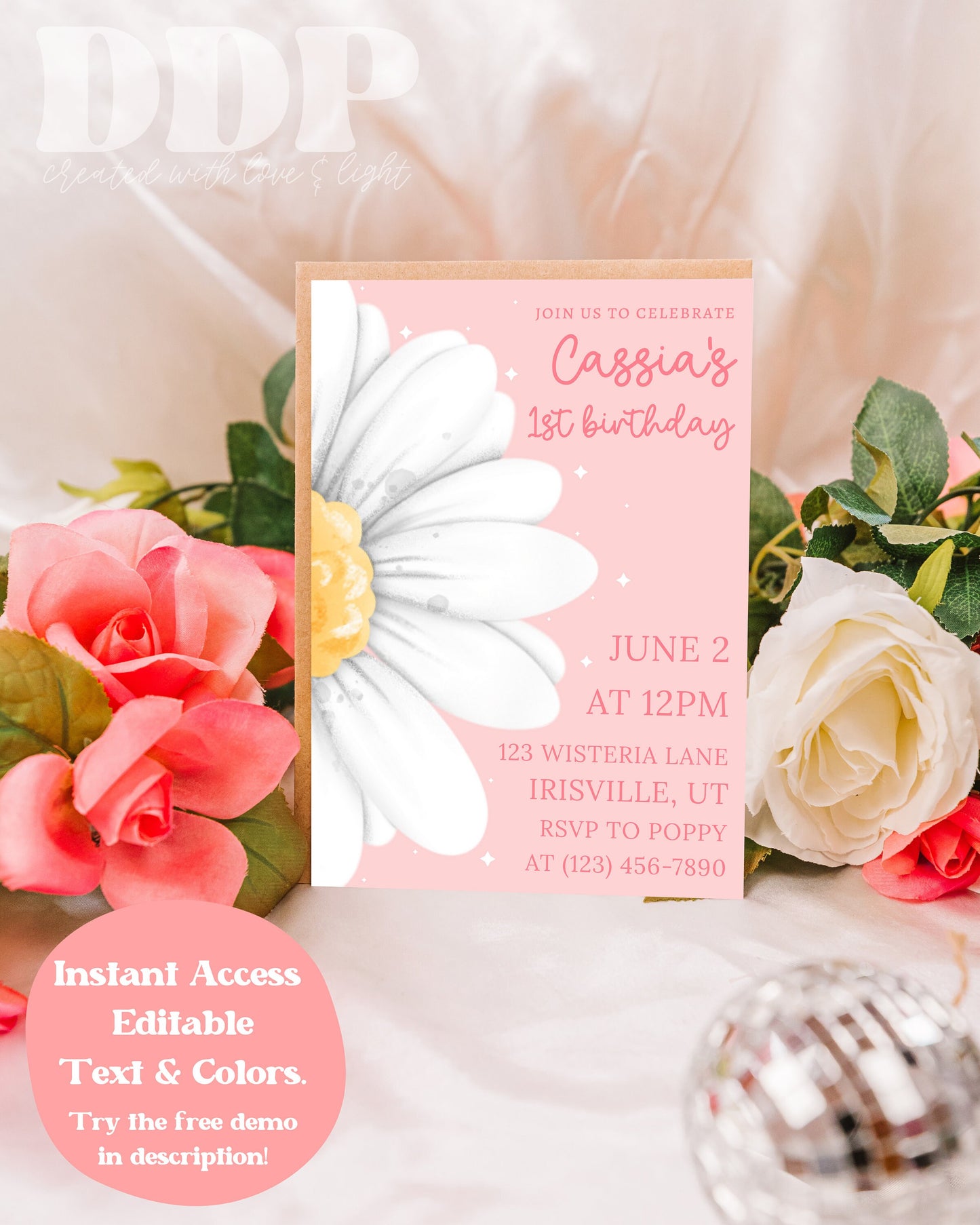 ANY AGE Daisy Birthday Invitation | Boho Daisy Birthday Invite | Boho Daisy First Birthday Invite | Floral Digital Evite Printable Template