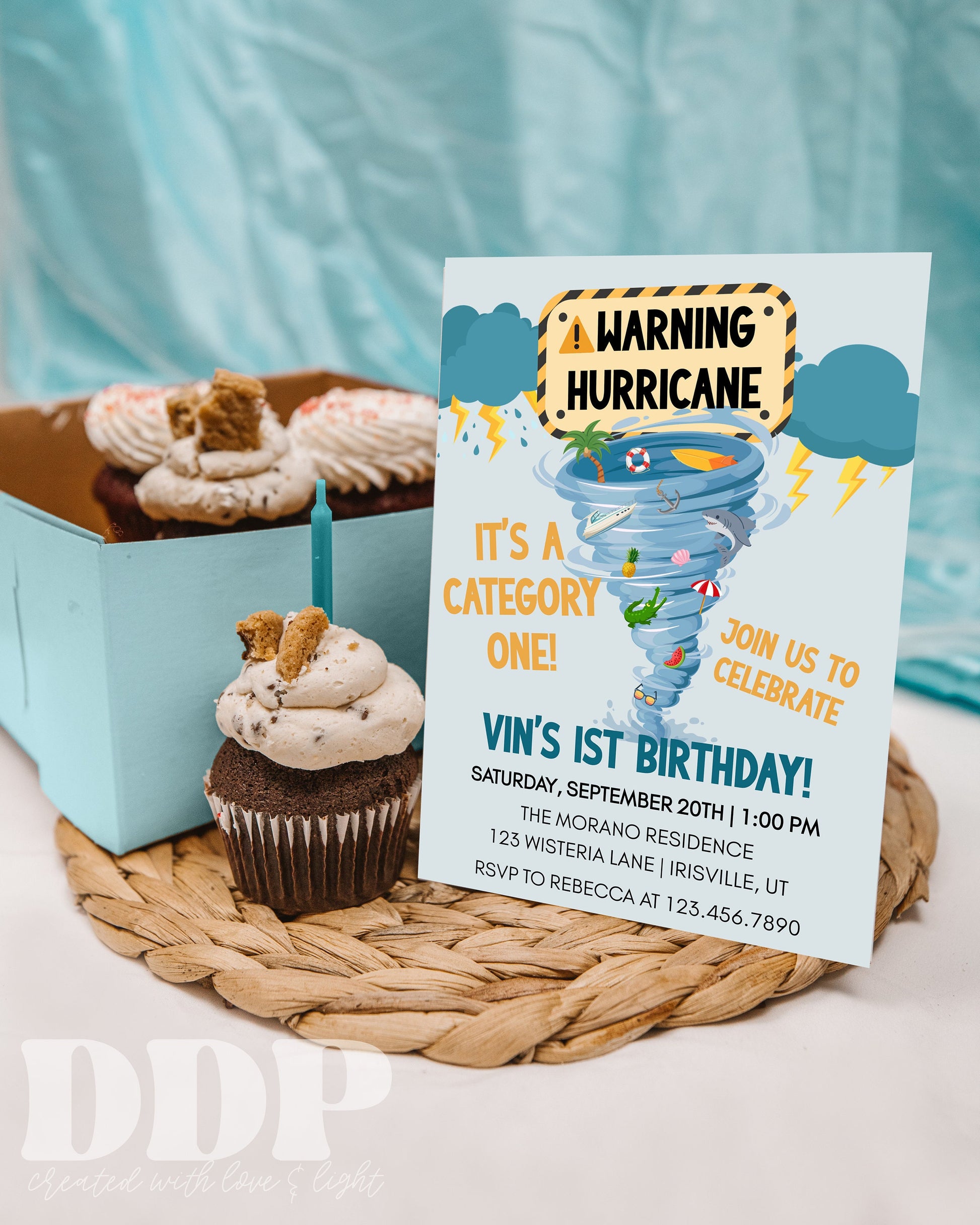 ANY AGE Hurricane Birthday Invitation | Category One Hurricane Theme Invite party | Hurricane Birthday Invite | Tornado Party