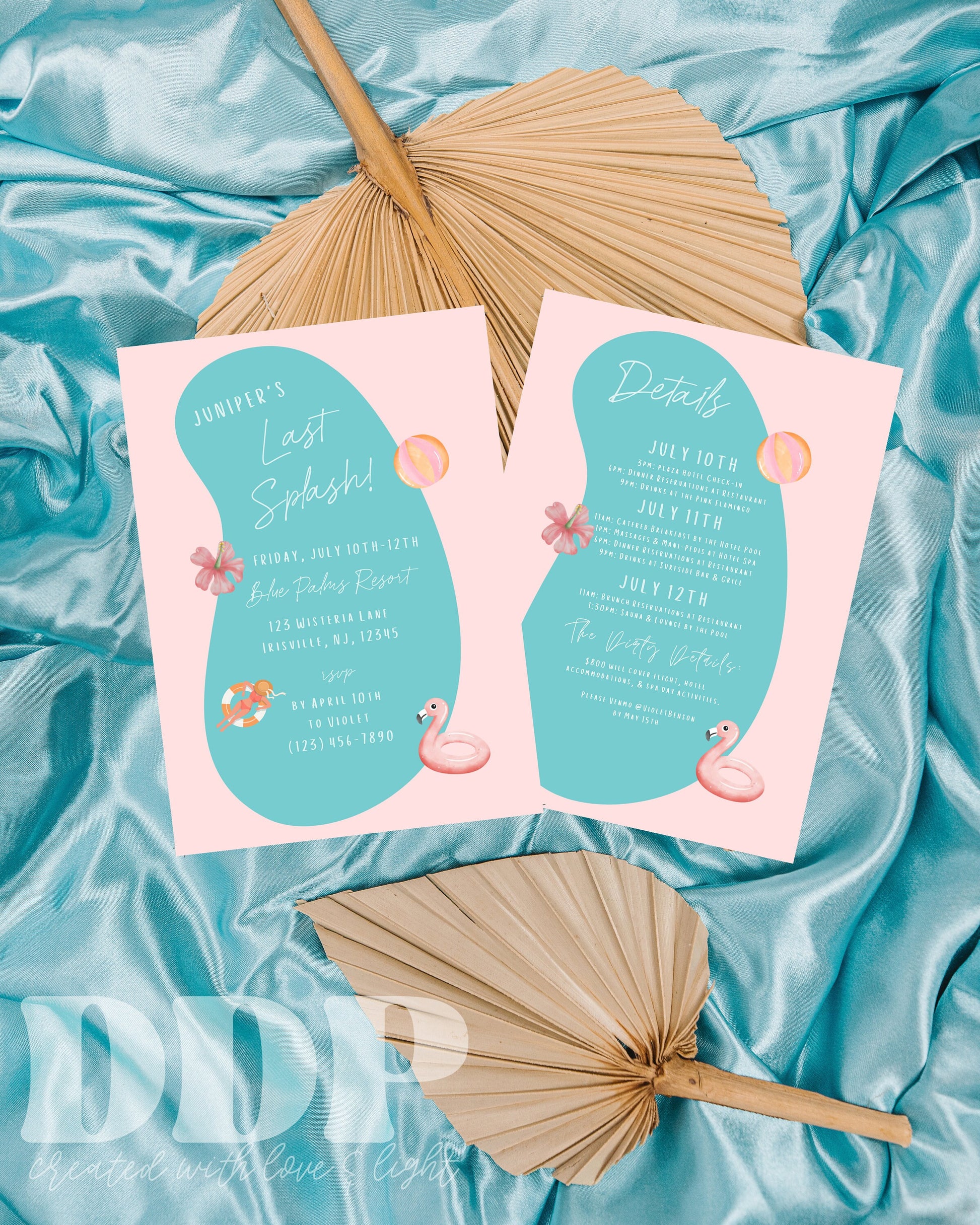 Last Splash Bachelorette Weekend Invitation | Pool Party Bachelorette Party Invite | Bachelorette Girls Trip Itinerary Invite