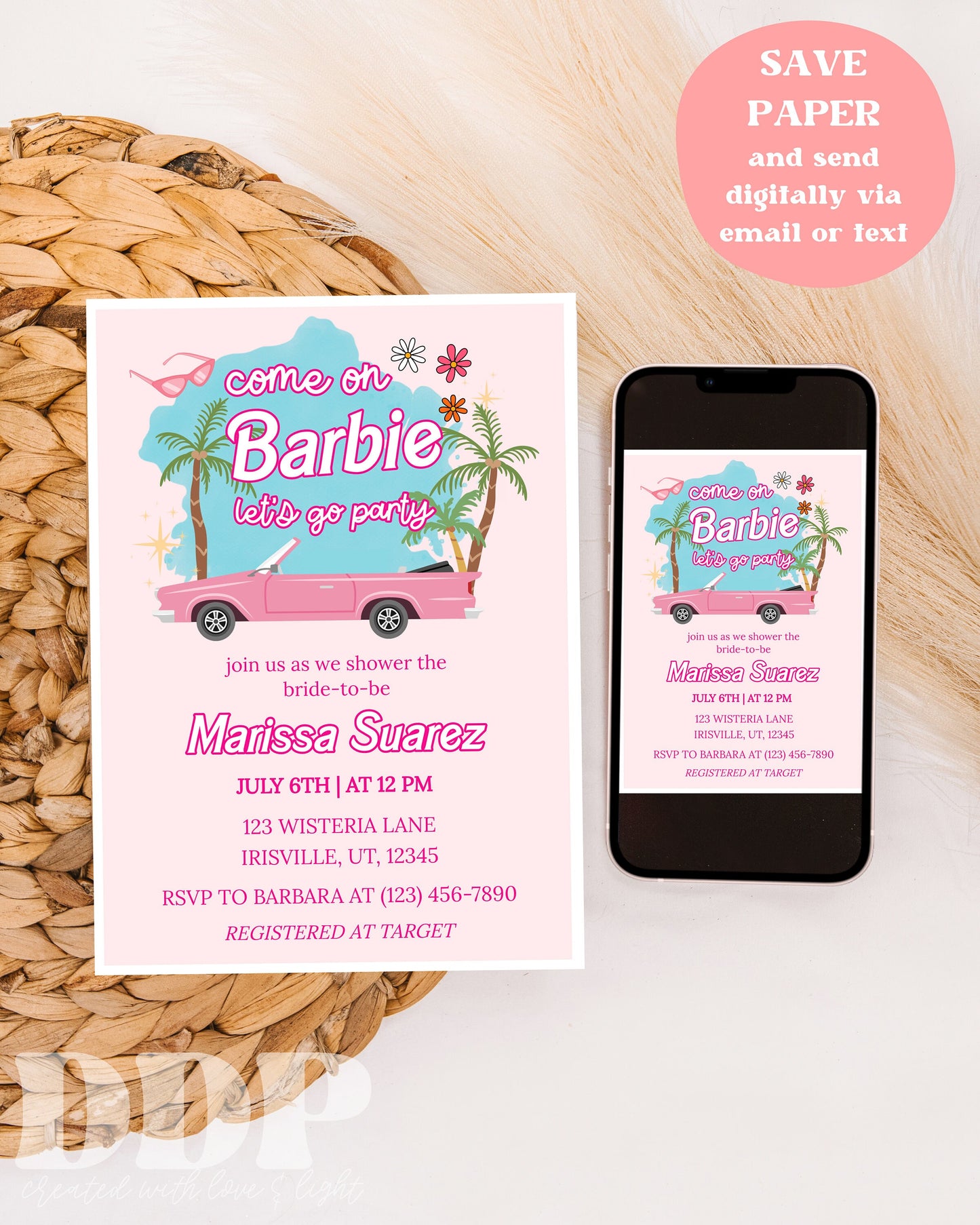 Retro Doll Bridal Shower Invitation | Editable 90s Pink Doll Bridal Shower Invite | Bridal Shower Invitation | Instant Downloadable