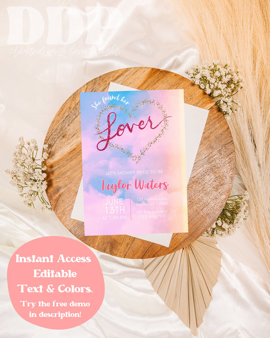 Lover TAYLOR INSPIRED Bridal Shower Invite | Lover Era Wedding Shower | She Found Her Lover | Taylor Swift Bridal Shower | Lover Invitation