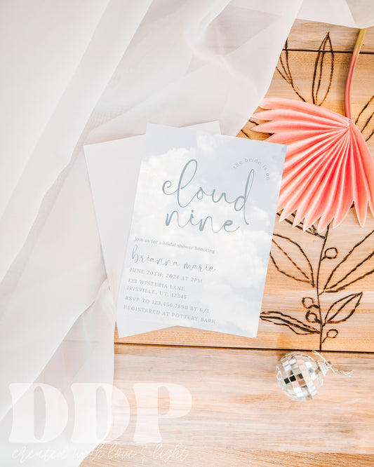 Bride is on Cloud Nine Bridal Shower Invitation | Bridal Shower Invite | Digital Bridal Shower Invite | Cloud 9 Bridal Brunch Invite