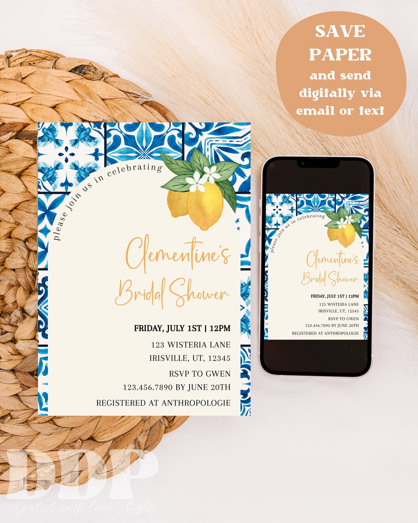 Amalfi Lemon Bridal Shower Invite | Lemon Bridal Invite | Digital Bridal Shower Invite | Amalfi Bridal Brunch Invite | Instant Download