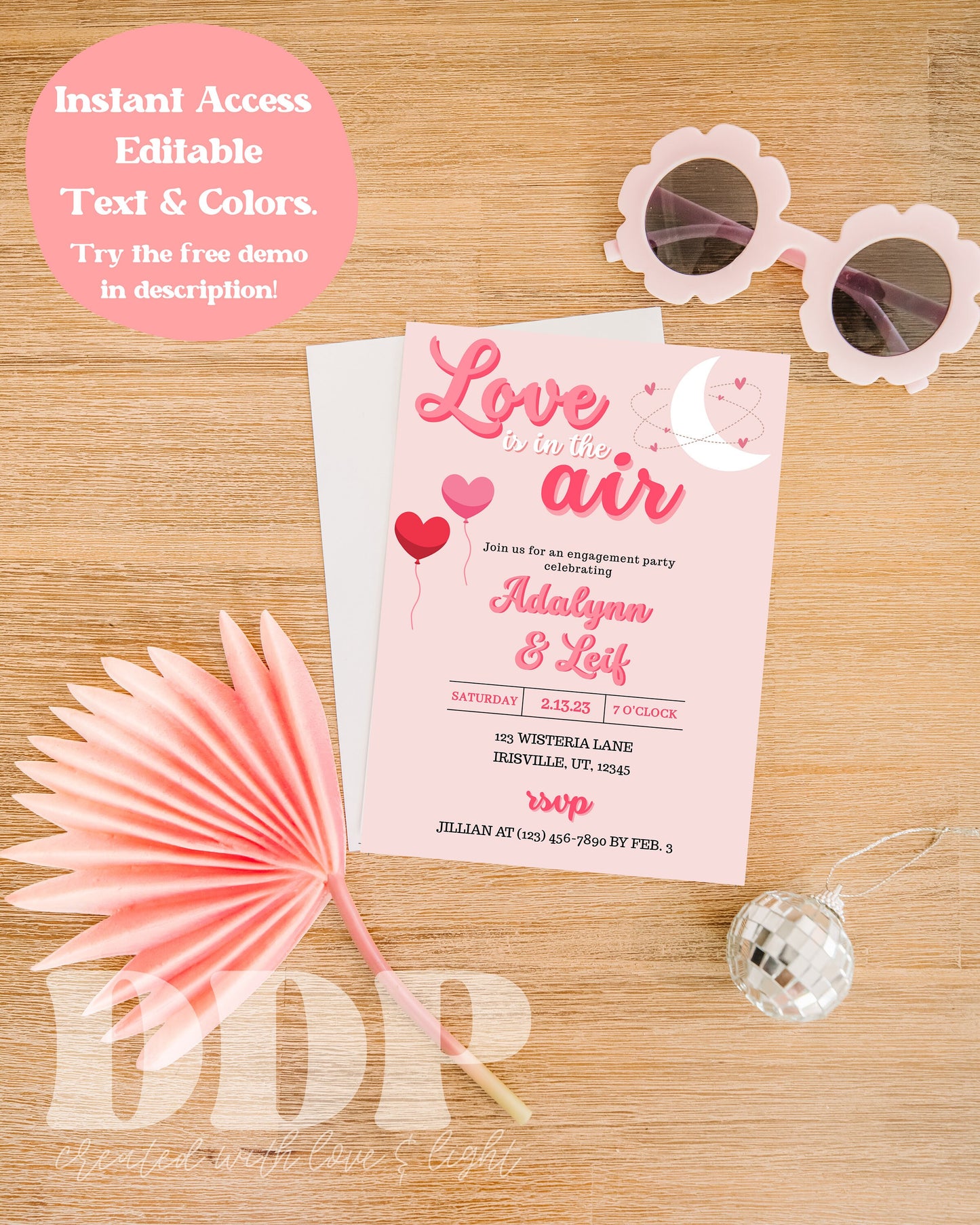 Love is in the Air Engagement Party Invitation | Valentine's Day Engagement Party Invite | Minimalist Valentine Engagement Announcement