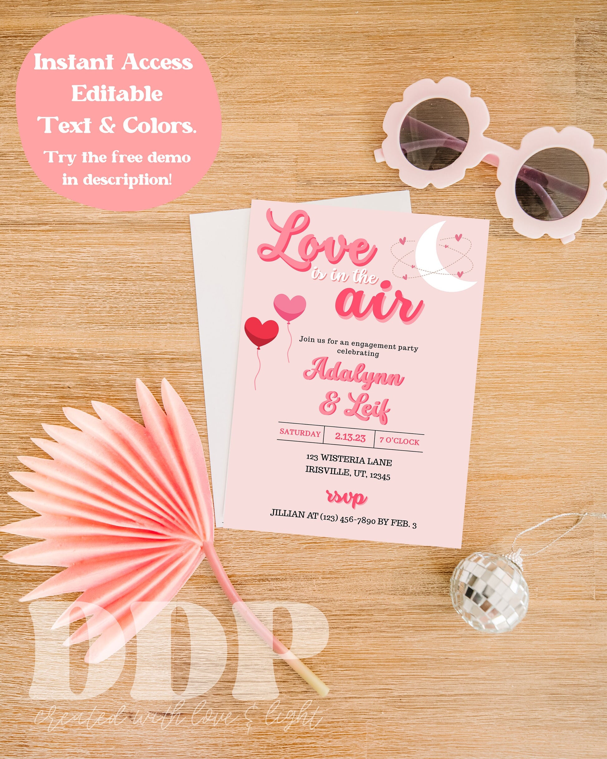 Love is in the Air Engagement Party Invitation | Valentine's Day Engagement Party Invite | Minimalist Valentine Engagement Announcement