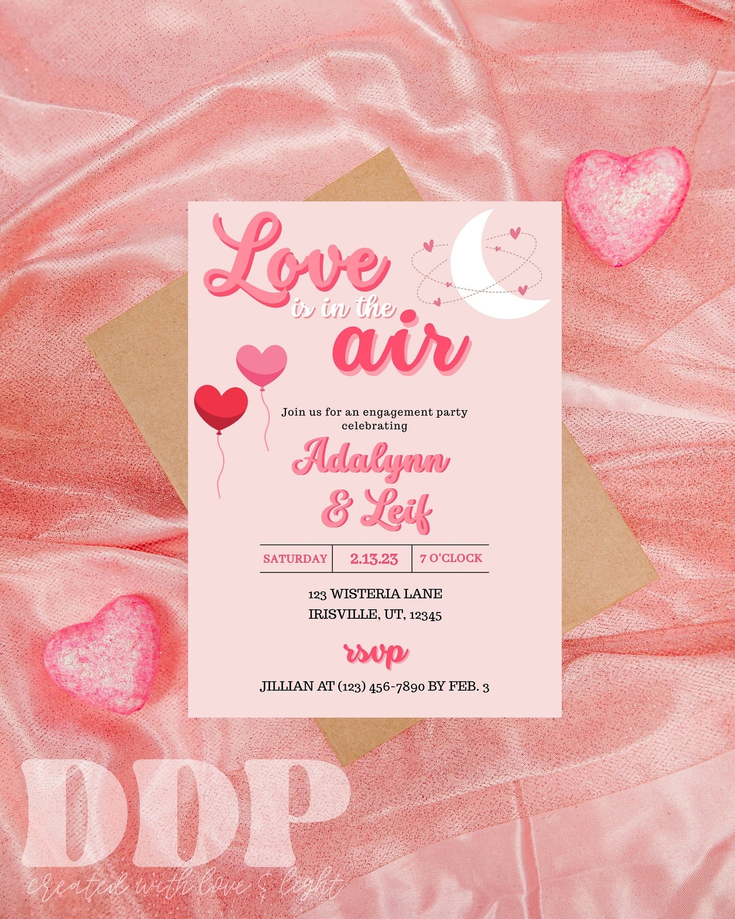 Love is in the Air Engagement Party Invitation | Valentine's Day Engagement Party Invite | Minimalist Valentine Engagement Announcement