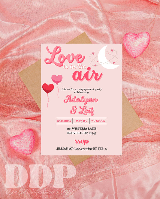 Love is in the Air Engagement Party Invitation | Valentine's Day Engagement Party Invite | Minimalist Valentine Engagement Announcement