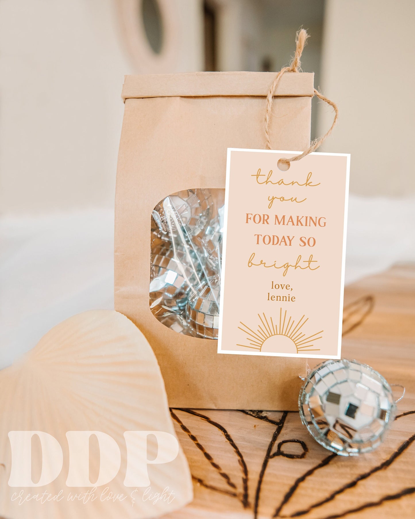 Here Comes the Sun Birthday Thank You Gift Tag | Boho Sunshine Gift Label | Sun Birthday Gift Tag | Boho Neutral Birthday Favor Tag