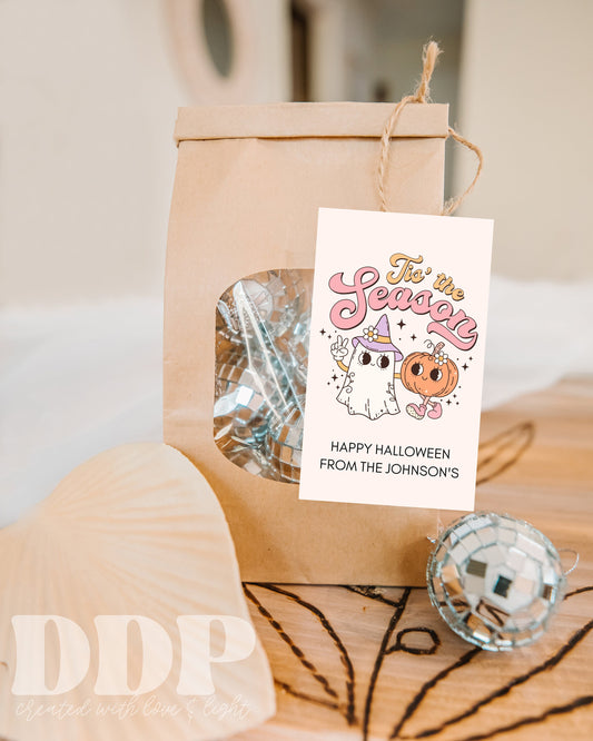 TIS THE SEASON Halloween Gift Tag | Ghost Halloween Gift Label | Halloween Gift Tag | Editable Halloween Treat Favor Tag