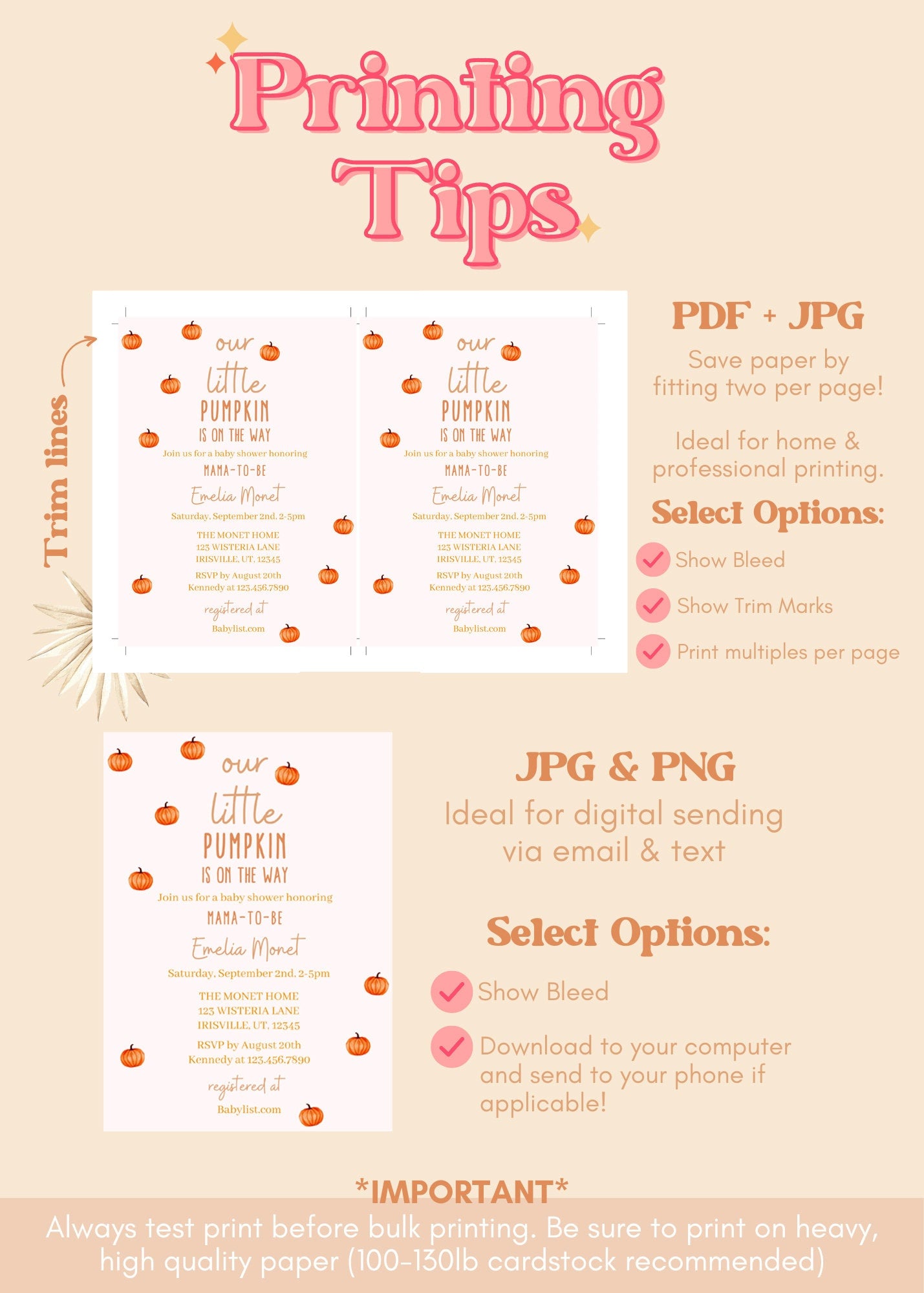 Minimal Pumpkin Baby Shower Invitation Suite | Gender Neutral Fall Baby Shower Invite | Minimalist Halloween Baby Shower | Printable