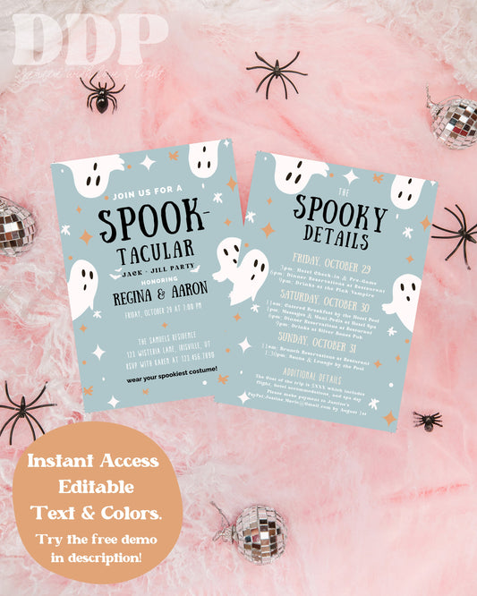 Spooky Jack and Jill Weekend Invitation | Halloween Bachelor Party Invite | Jack and Jill Party Trip Printable Itinerary Invite