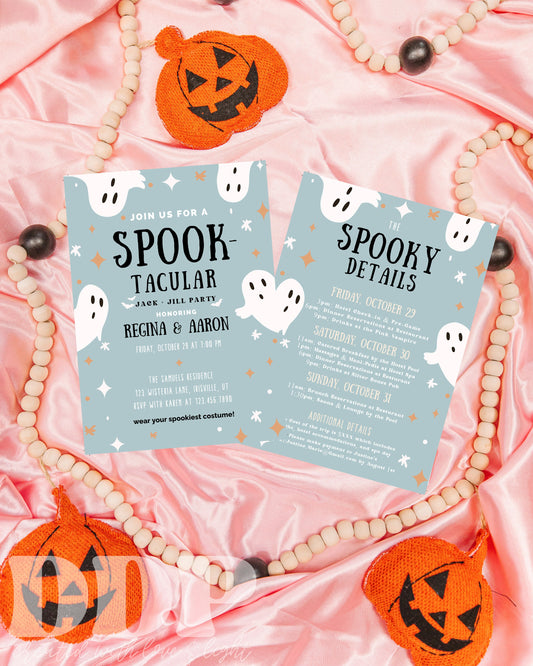 Spooky Jack and Jill Weekend Invitation | Halloween Bachelor Party Invite | Jack and Jill Party Trip Printable Itinerary Invite