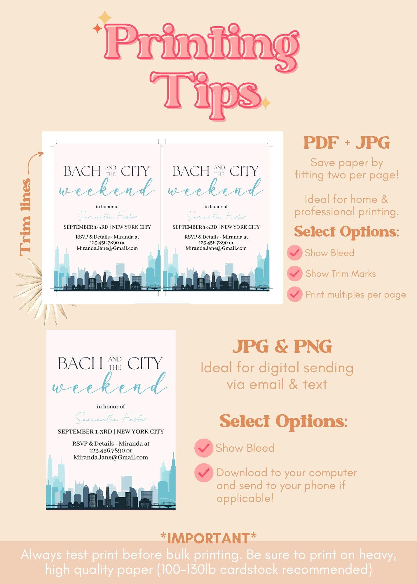 Bach and the City Bachelorette Party Invitation | NYC Bachelorette Party Invite | Bach and the City Blue Bachelorette Weekend | Printable