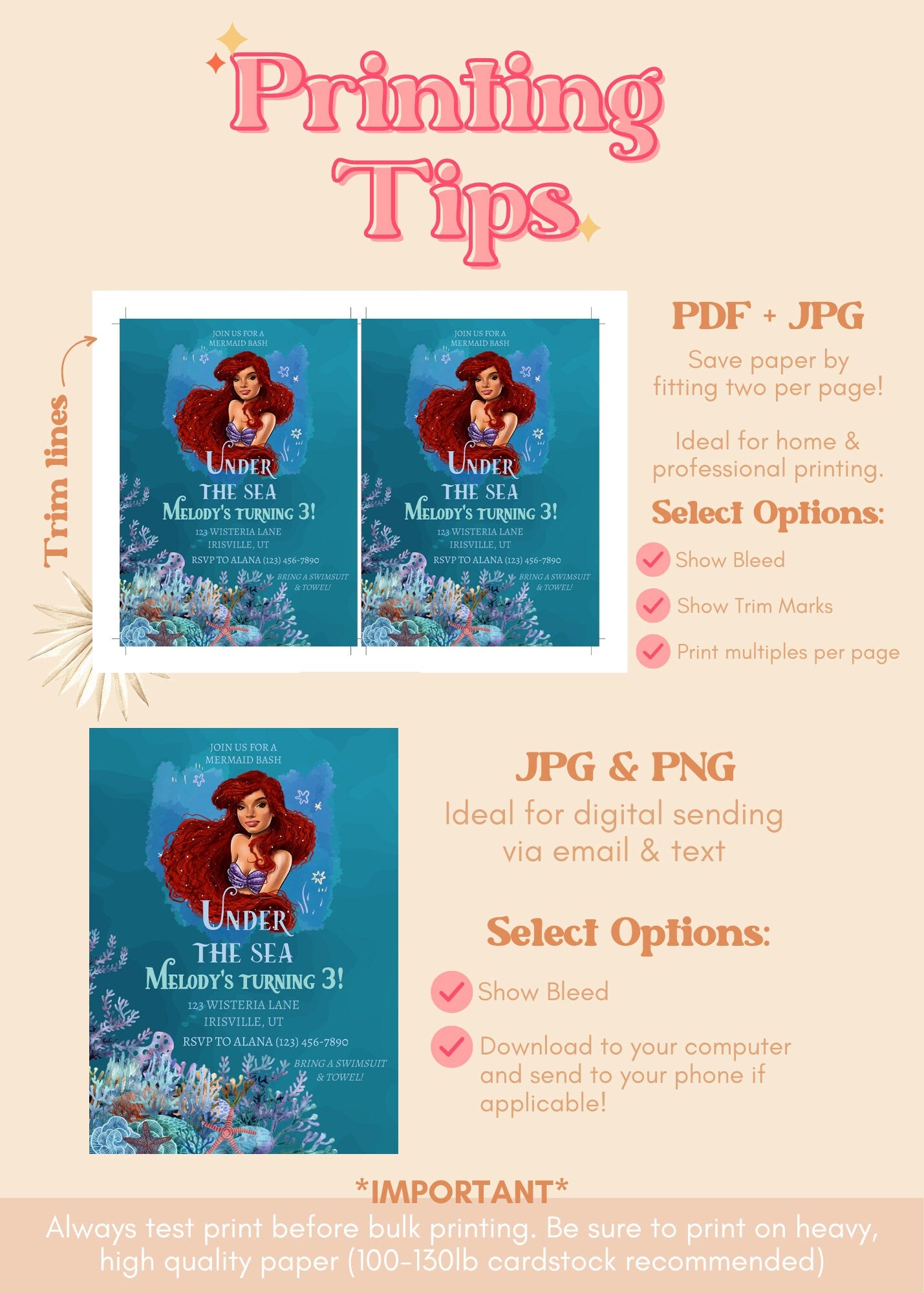 ANY AGE New Little Mermaid Birthday Invite | 2023 Little Mermaid Birthday Invitation | Kids Birthday Party Invite | Instant Download