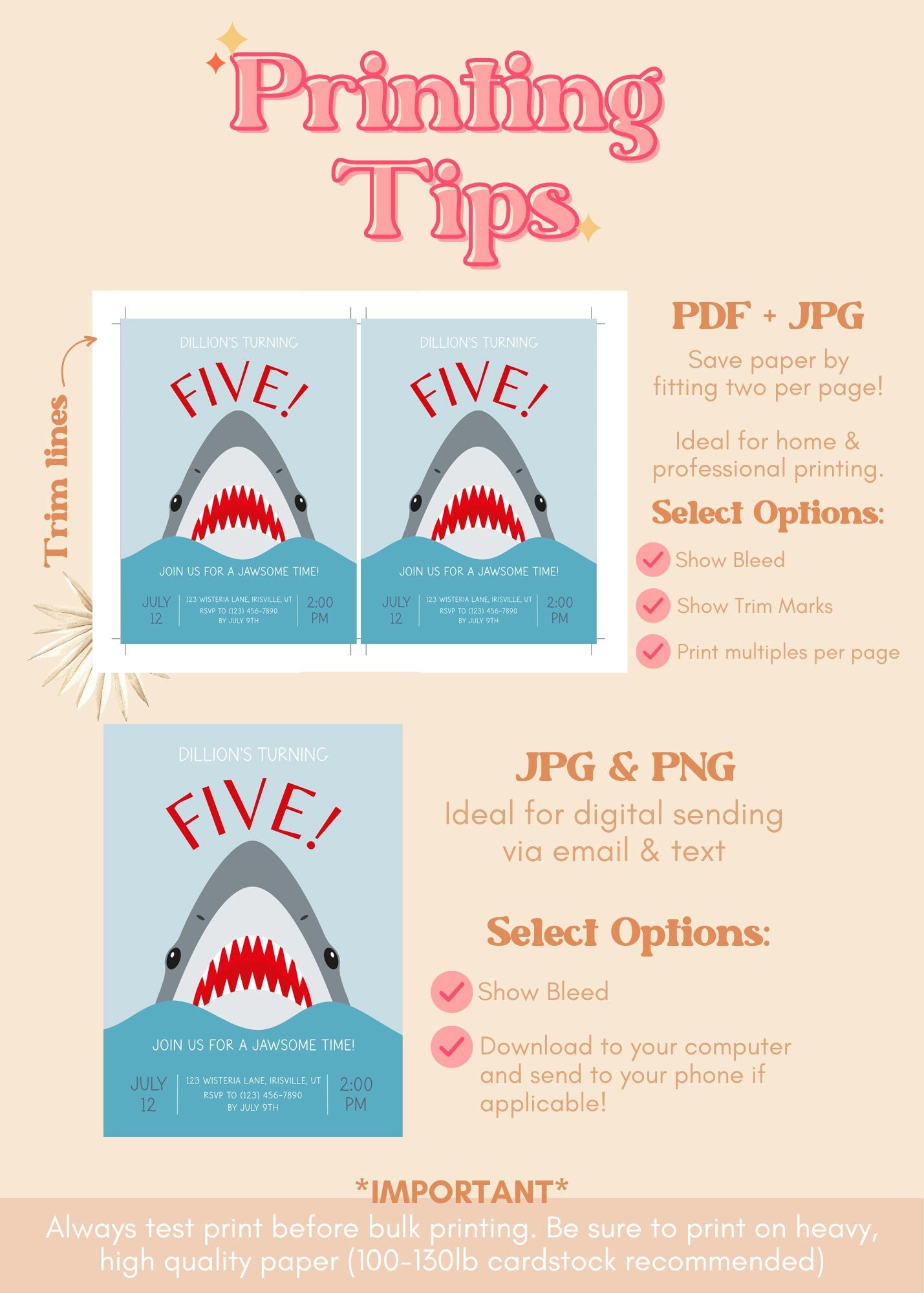 ANY AGE Jawsome Shark Birthday Invite | Shark Birthday Invitation | Jaws Shark Birthday Party Invite | Instant Download | A06