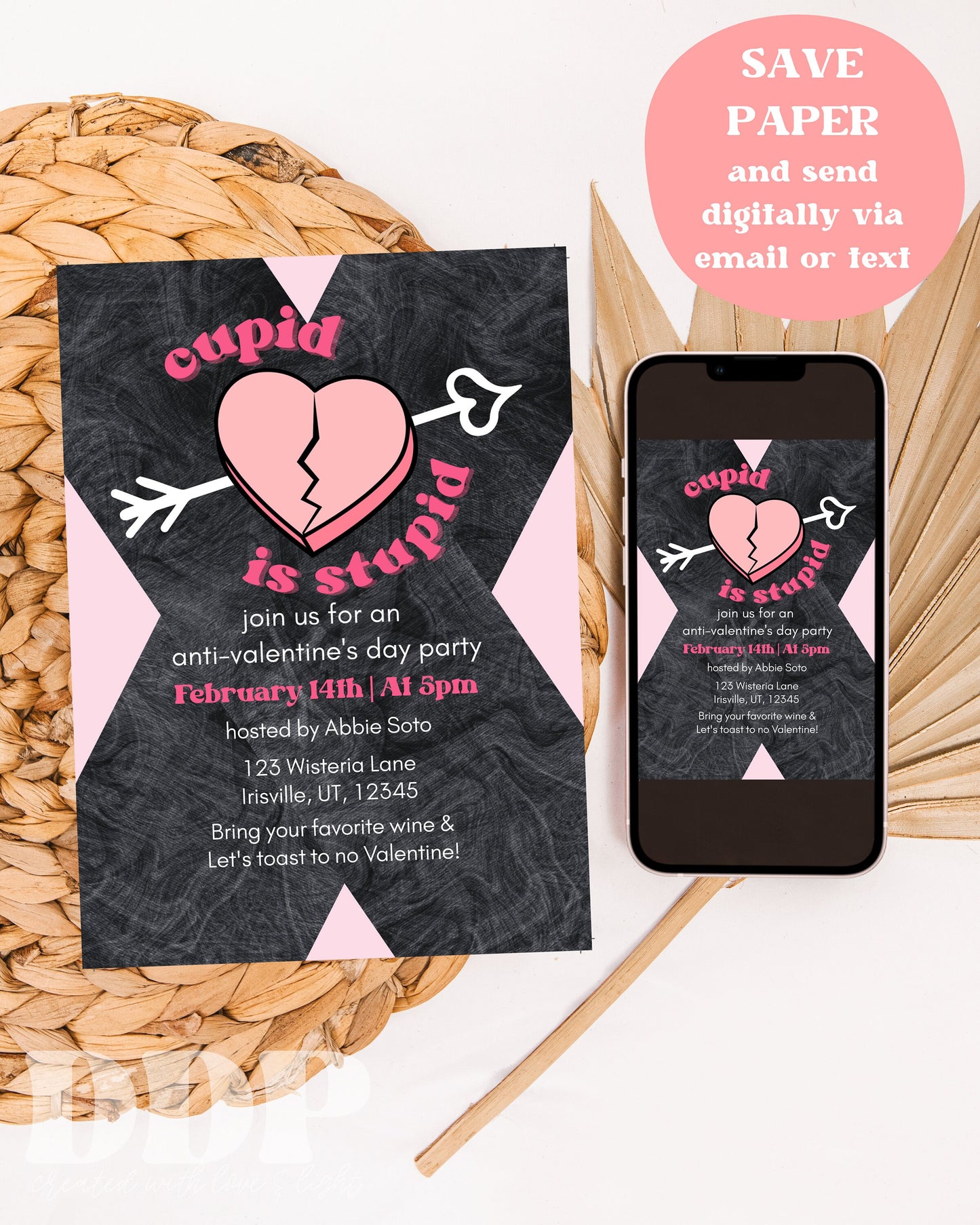 Anti-Valentine's Day Party Invitation | Galentine's Day Party Invite | Galentines Invitation | Editable Invite Template