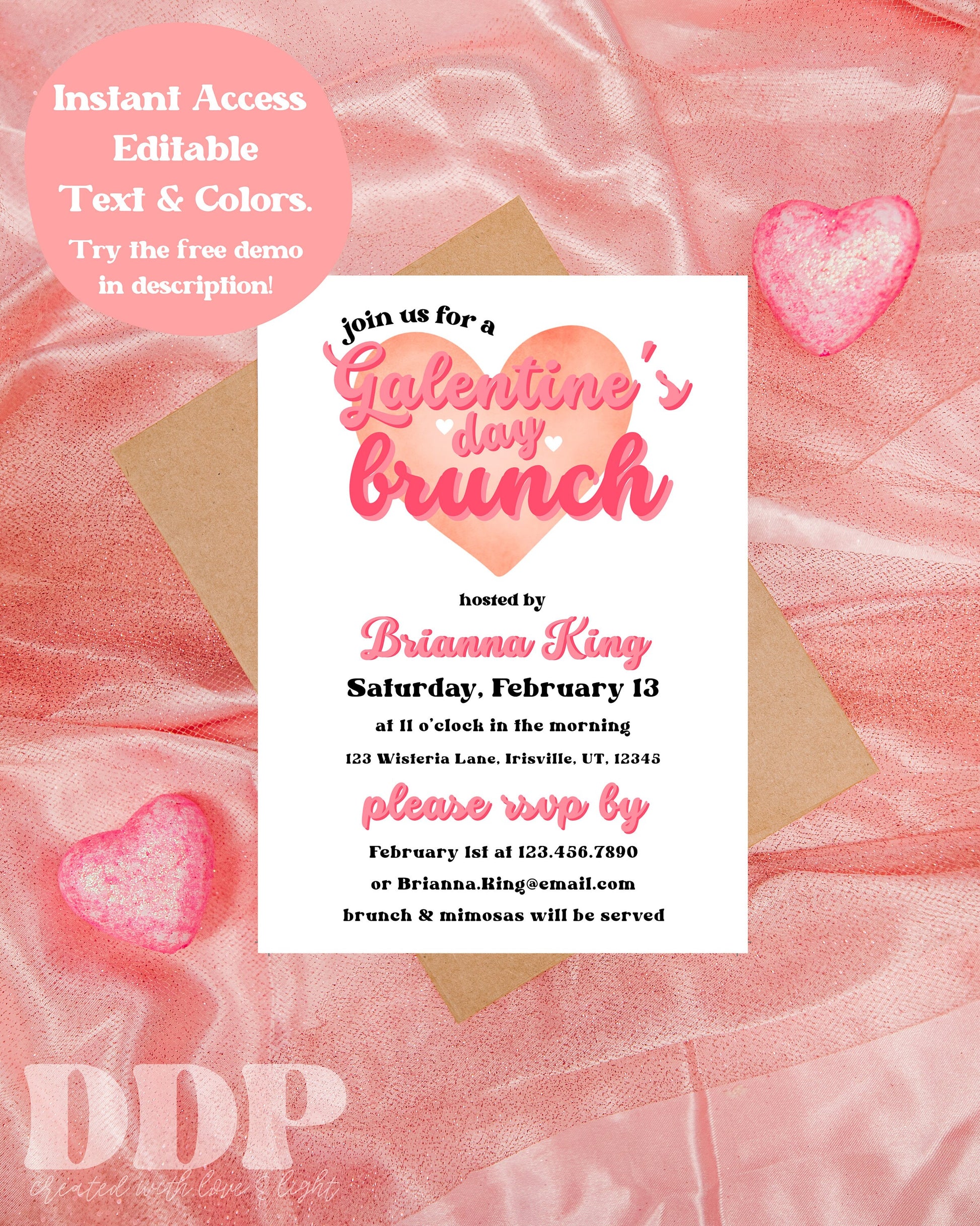 Galentine's Day Brunch Invitation | Galentine's Day Party Invite | Galentines Invitation | Valentine's Day Party Invite | Editable Template