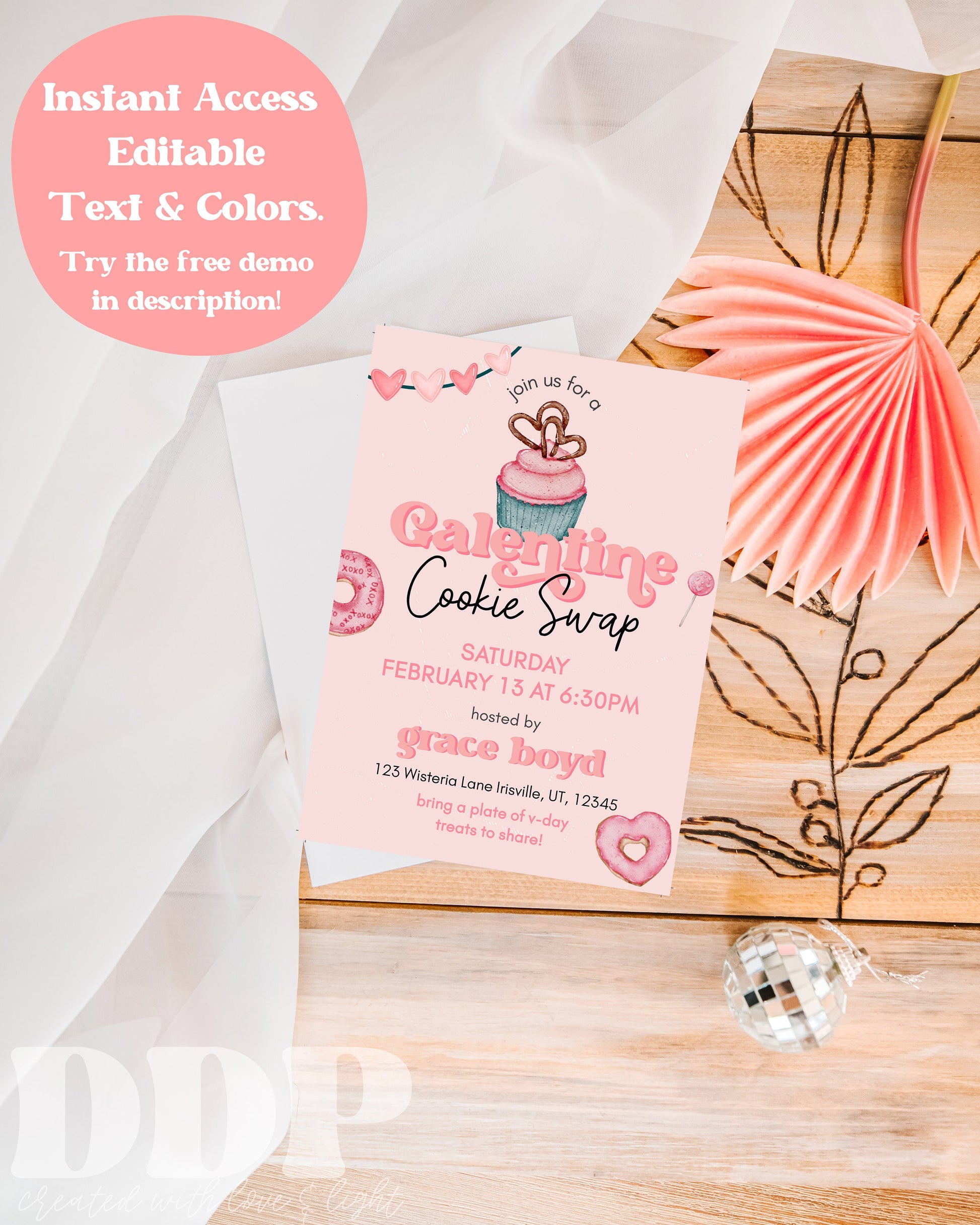 Galentine's Day Cookie Swap Invitation | Galentine's Day Party Invite | Galentines Invitation | Valentine's Party Invite | Editable Template