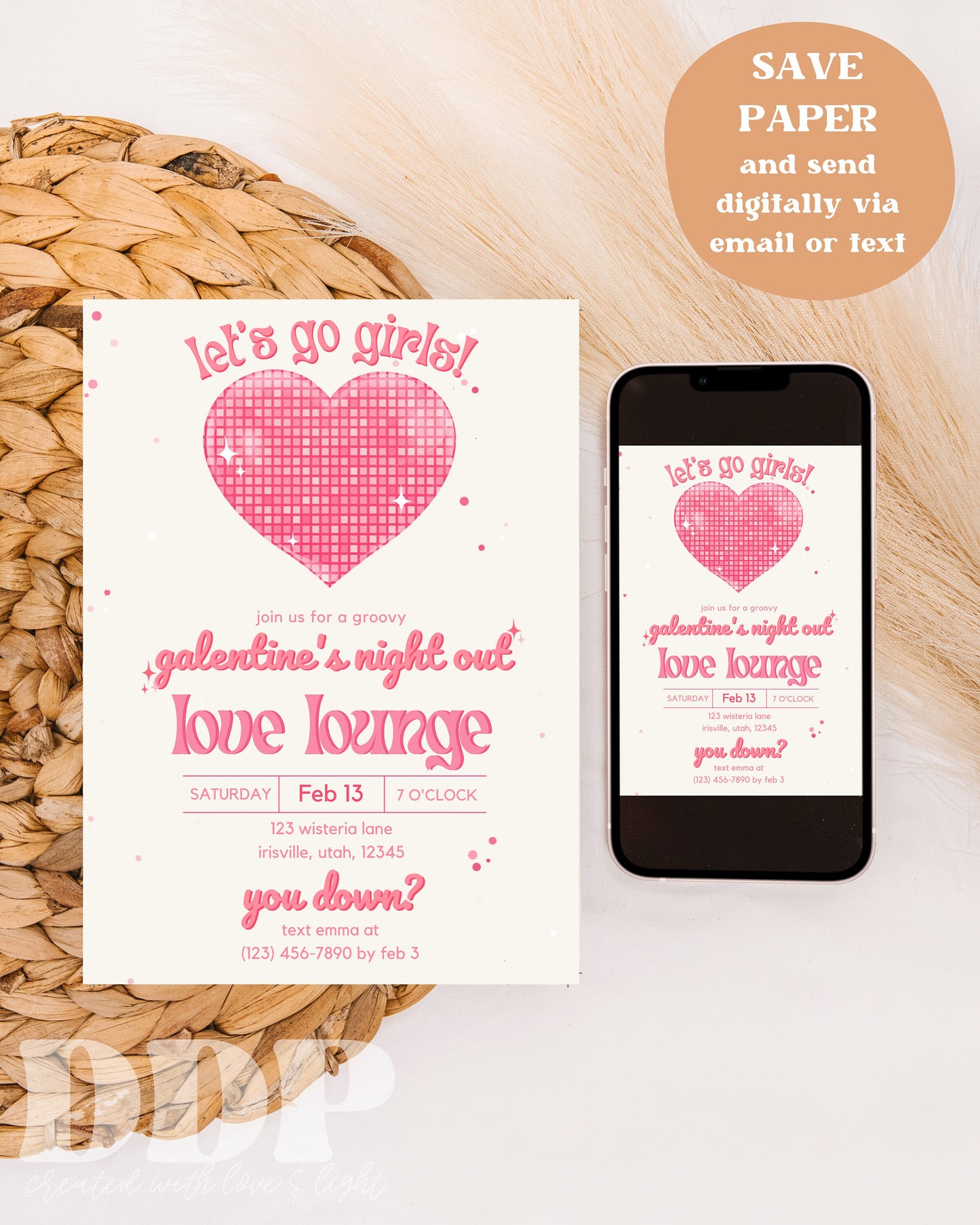 Galentine's Night Out Invitation | Galentine's Day Party Invite | Galentines Invitation | Valentine's Party Invite | Editable Template