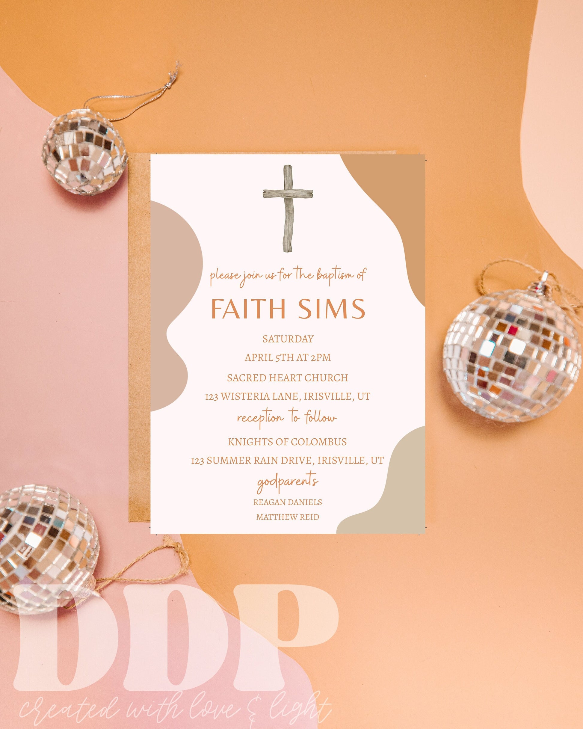 Modern Boho Baptism Invitation | Gender Neutral Baptism Invite | Minimal Gender Neutral Baptism Invite | Minimalist Christening Invite