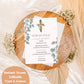 Minimalist Greenery Baptism Invitation | Eucalyptus Baptism Invite | Boho Christian Dedication Invite | Christening Invite