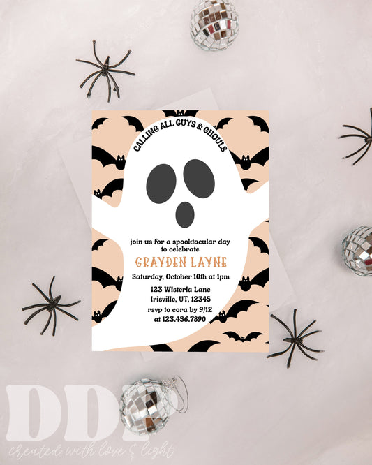 ANY AGE Spooky Birthday Invite | Unisex Halloween Party Invitation Template | Halloween Birthday Party | Spooky Ghost Boo-day Invite