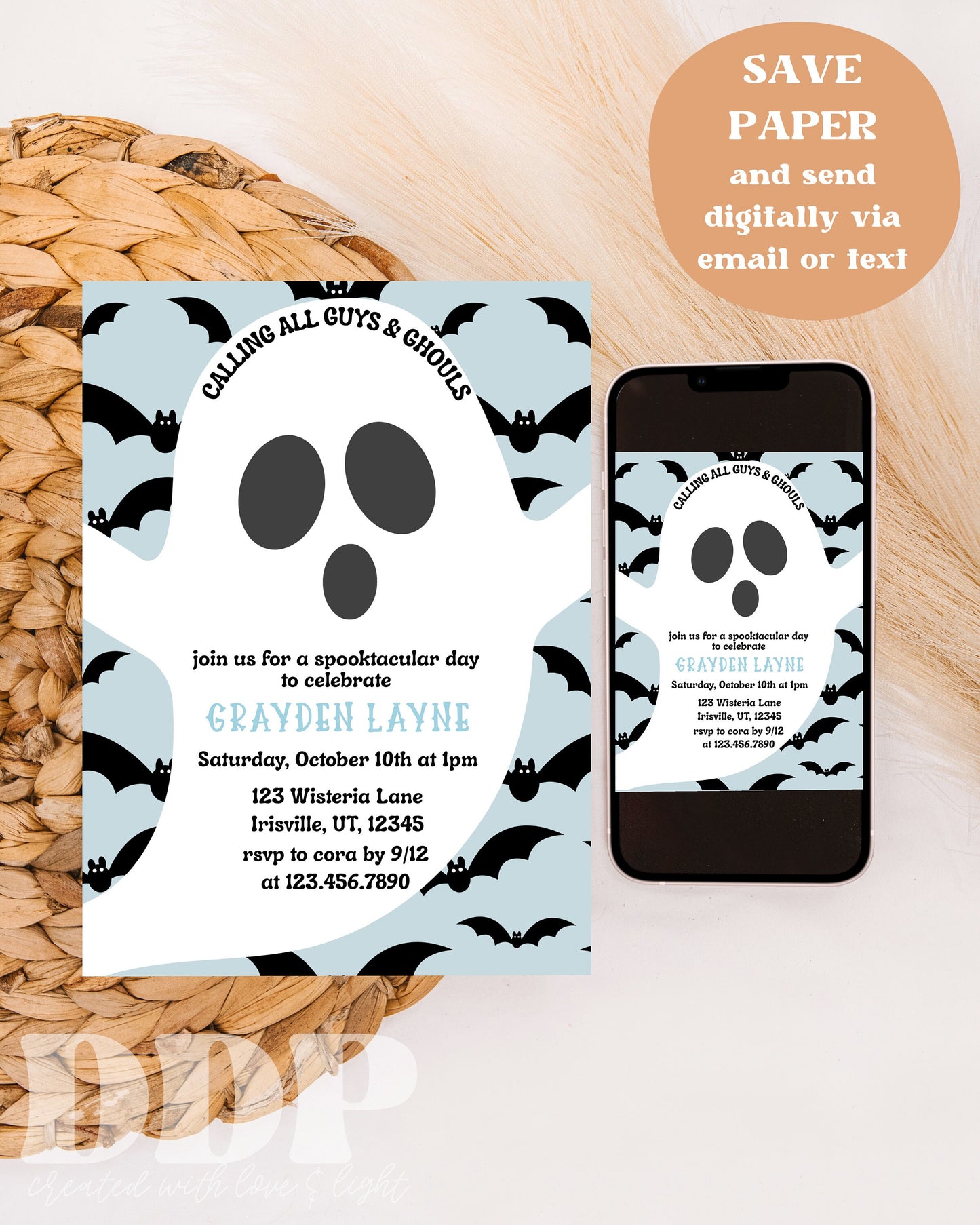 ANY AGE Spooky Birthday Invite | Unisex Halloween Party Invitation Template | Halloween Birthday Party | Spooky Ghost Boo-day Invite