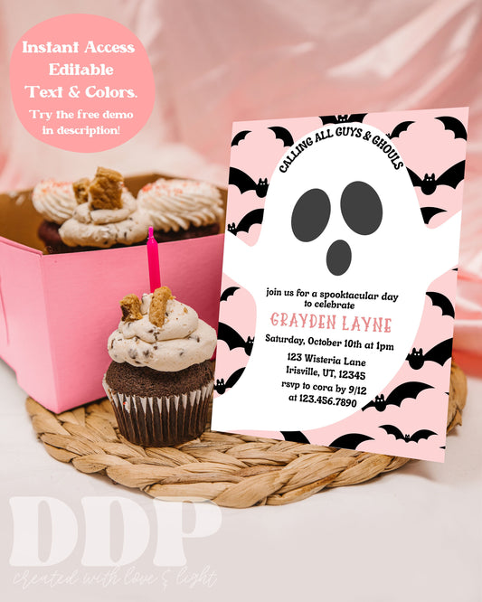 ANY AGE Spooky Birthday Invite | Unisex Halloween Party Invitation Template | Halloween Birthday Party | Spooky Ghost Boo-day Invite