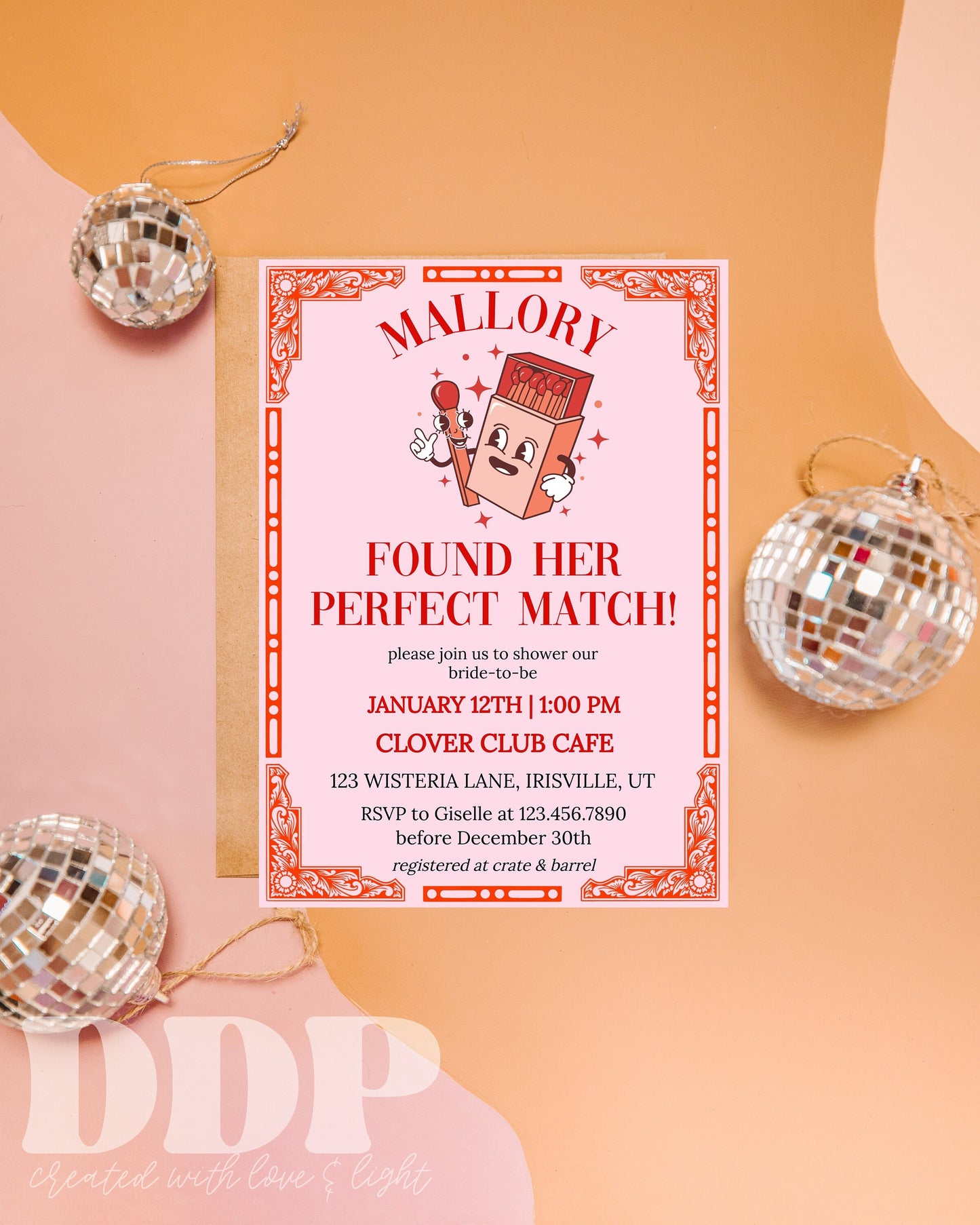 Perfect Match Bridal Shower Invitation | Match Made in Heaven Wedding Shower | Aesthetic Vegas Bridal Shower | Editable Wedding Shower