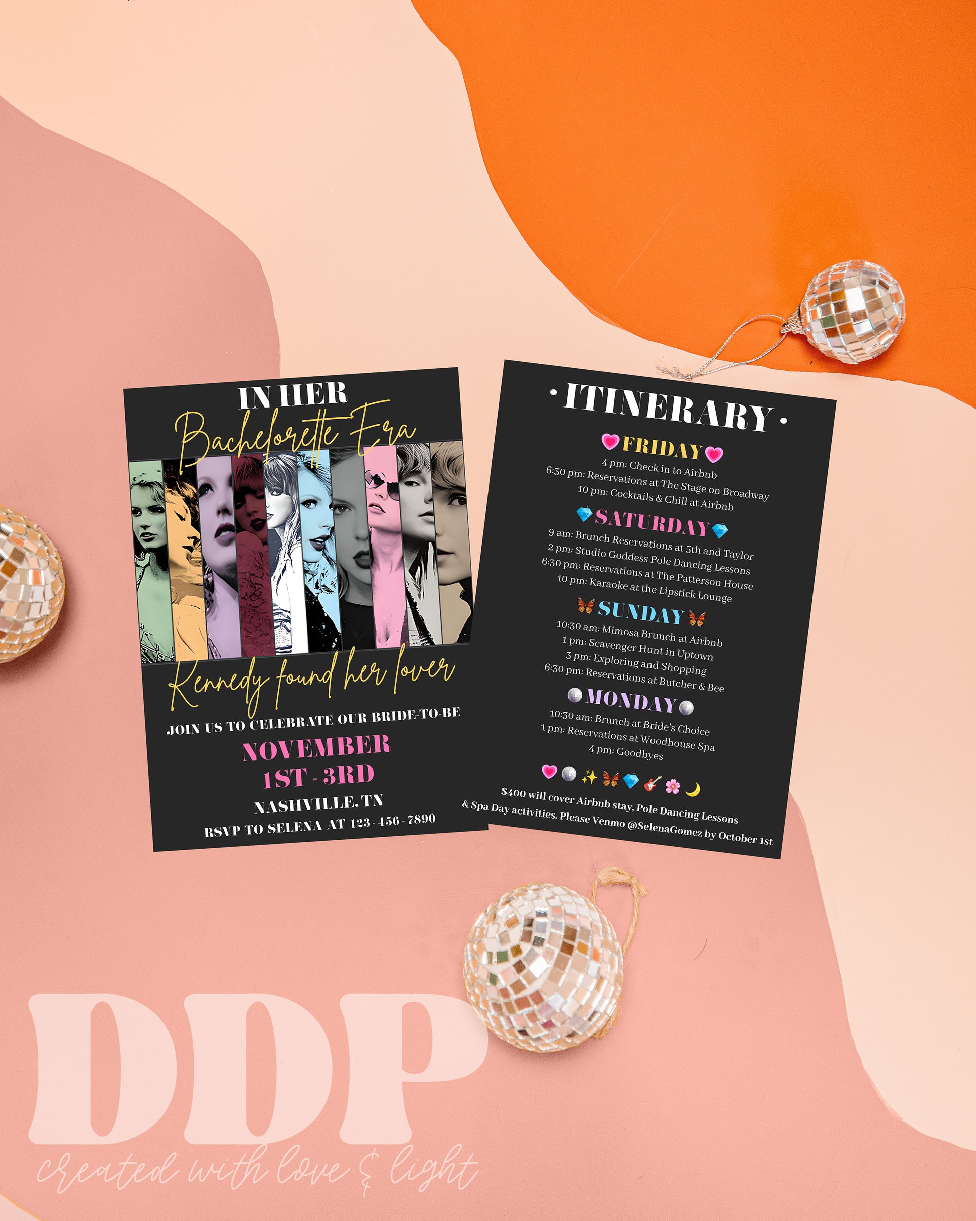 Swiftie Bachelorette Invitation + Itinerary Template | Eras Tour Invitation | Swift Bachelorette Theme | Taylor Eras Tour Bachelorette | A13