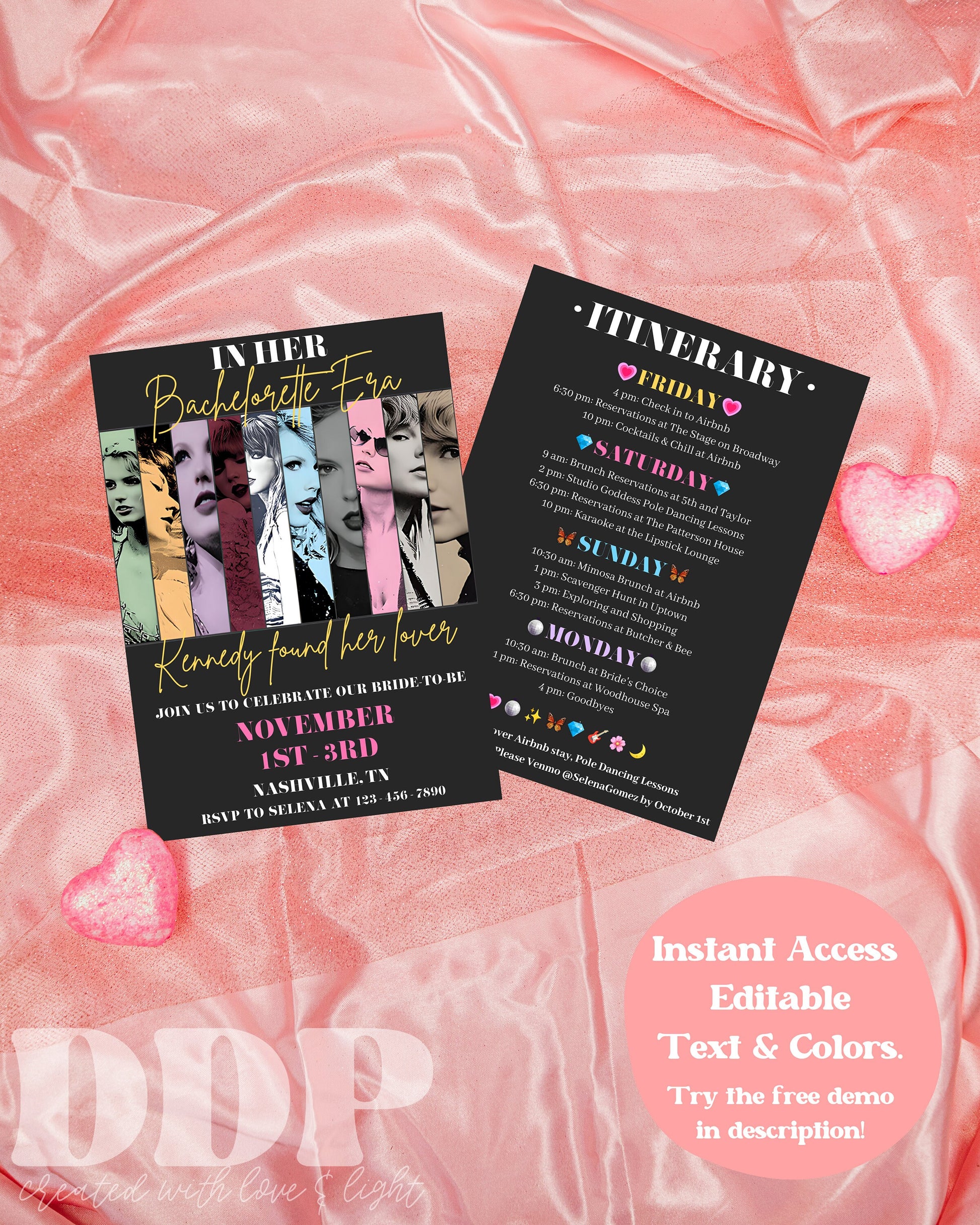 Swiftie Bachelorette Invitation + Itinerary Template | Eras Tour Invitation | Swift Bachelorette Theme | Taylor Eras Tour Bachelorette | A13