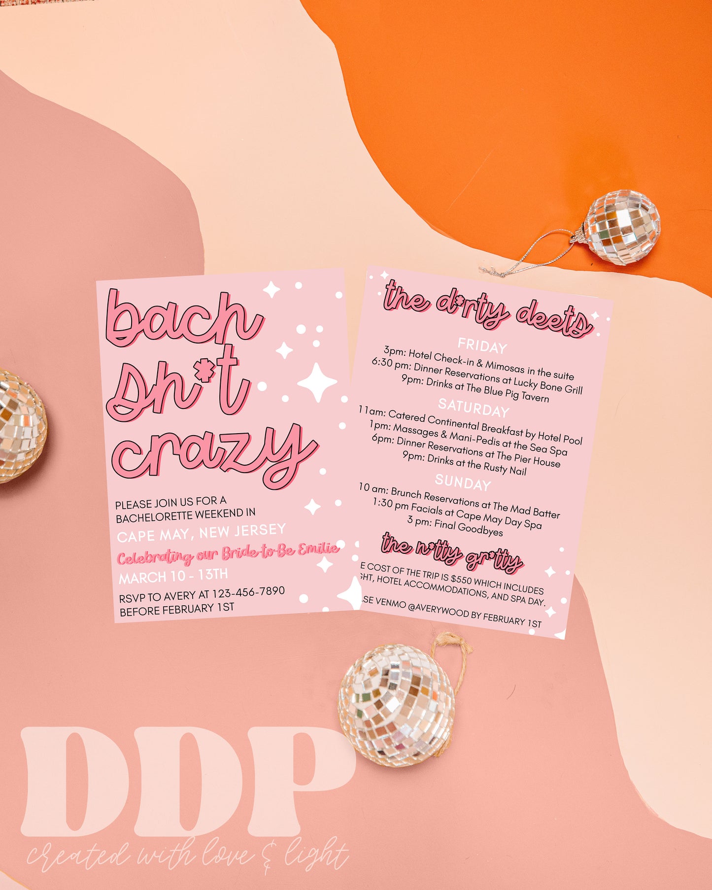 Bach Sh*t Crazy Bachelorette Weekend Invitation | Retro Bachelorette Party Invite | Funny Bachelorette Girls Trip Itinerary Invite