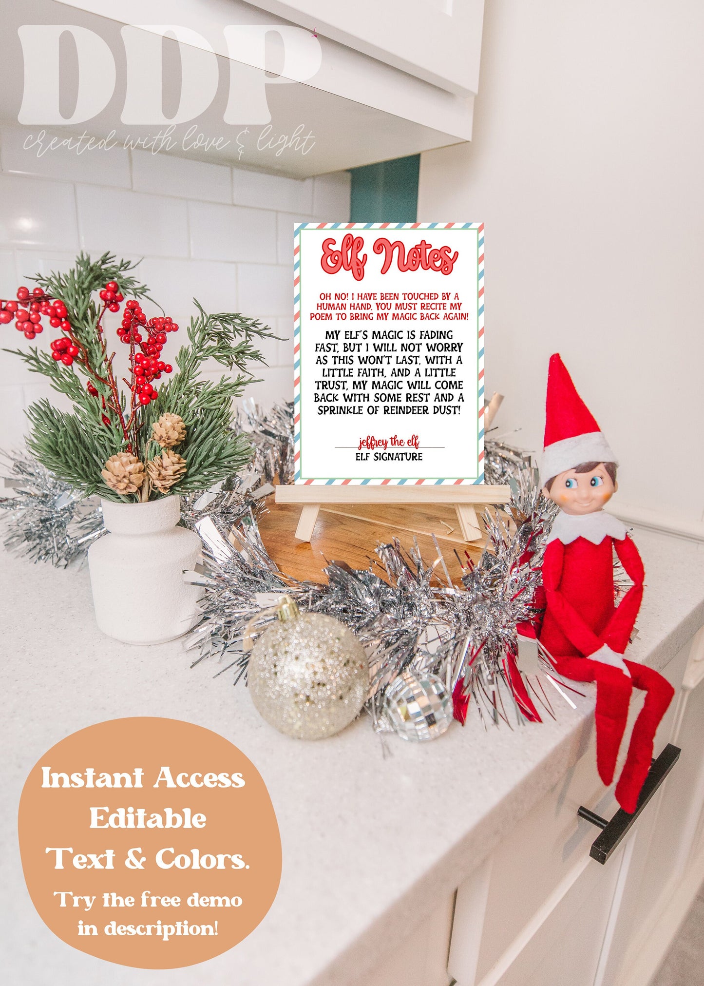 EDITABLE Elf Note Cards | Elf Activity Cards | Printable Shelf Elf Mischief Cards | Note from your Elf Card | Elf Arrival | Elf Accessories