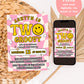 ANY AGE Happy Face Birthday Invitation | Pink Checkered Smile Face Birthday Invite | Smile Face Emoji Invite | Printable Invite Template