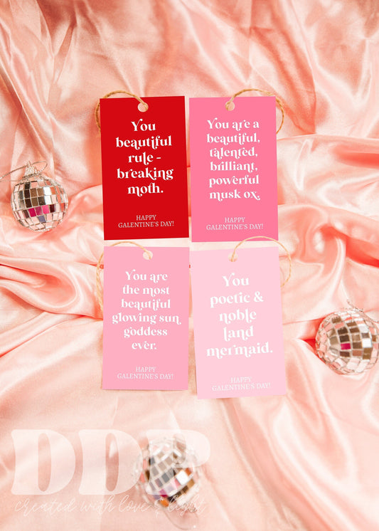 Galentine Leslie Knope Compliments Gift Tag Bundle | Printable Valentine Gift Tags | Parks and Rec Favor Tag Quotes | Galentine's Day Gifts