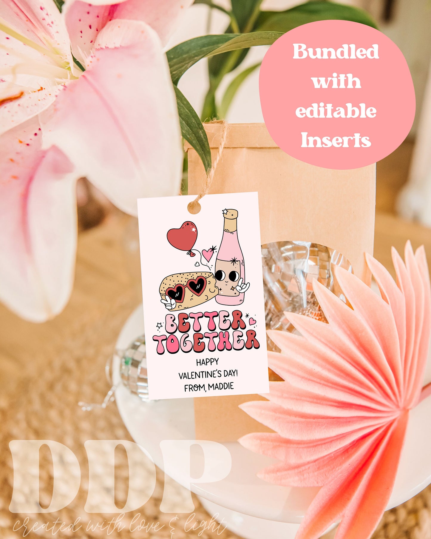 Retro Valentine Tag Bundle | Valentine Gift Tag Template | Editable Valentine's Day Template | Kids Classroom Valentine